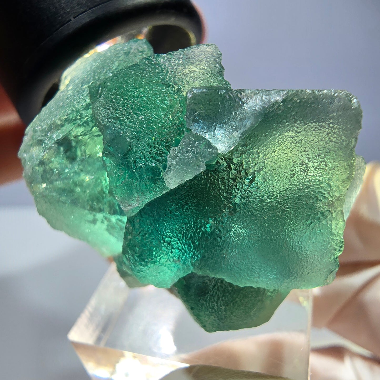 Phantom Fluorit Würfel Stufe, parkettiert grün Okorusu, Namibia 35*30*23mm