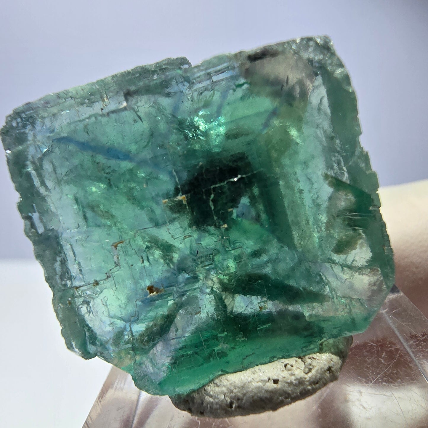 Phantom Fluorit Würfel Stufe, parkettiert grün Okorusu, Namibia 25*24*17mm