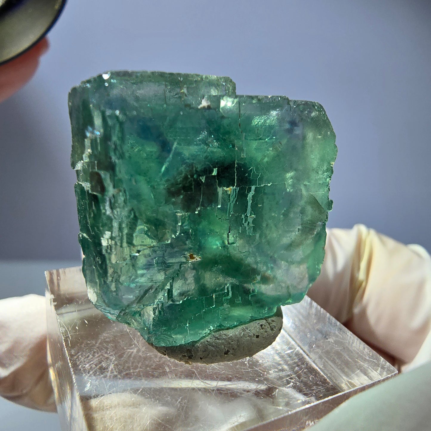 Phantom Fluorit Würfel Stufe, parkettiert grün Okorusu, Namibia 25*24*17mm
