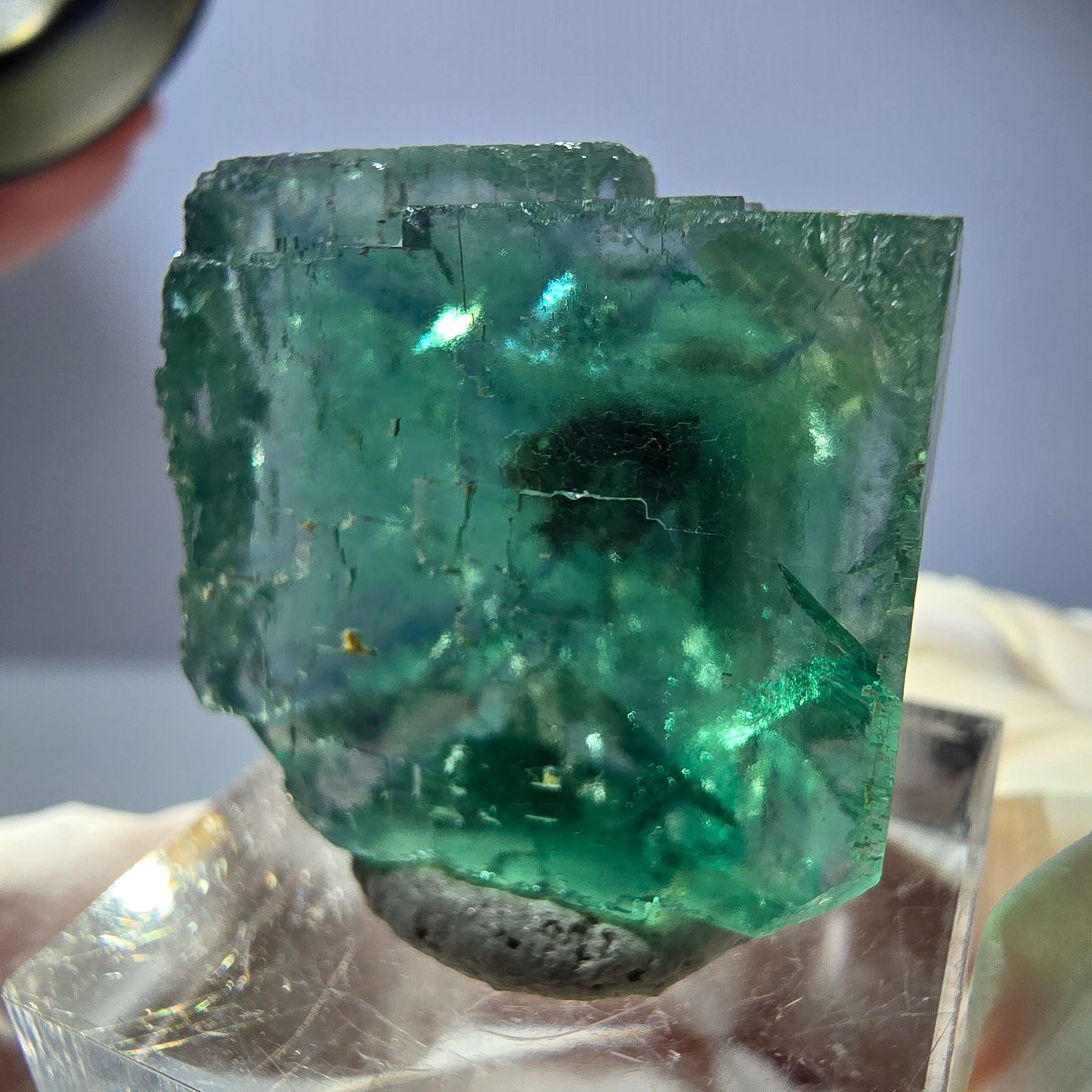 Phantom Fluorit Würfel Stufe, parkettiert grün Okorusu, Namibia 25*24*17mm