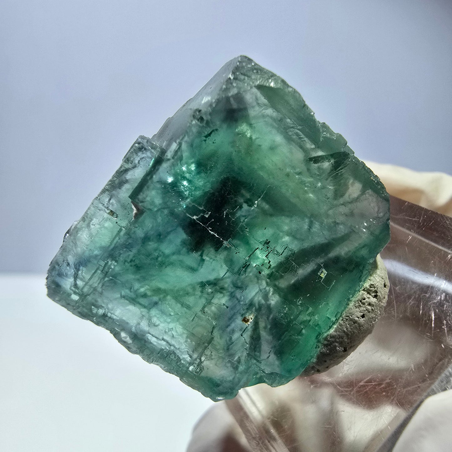 Phantom Fluorit Würfel Stufe, parkettiert grün Okorusu, Namibia 25*24*17mm