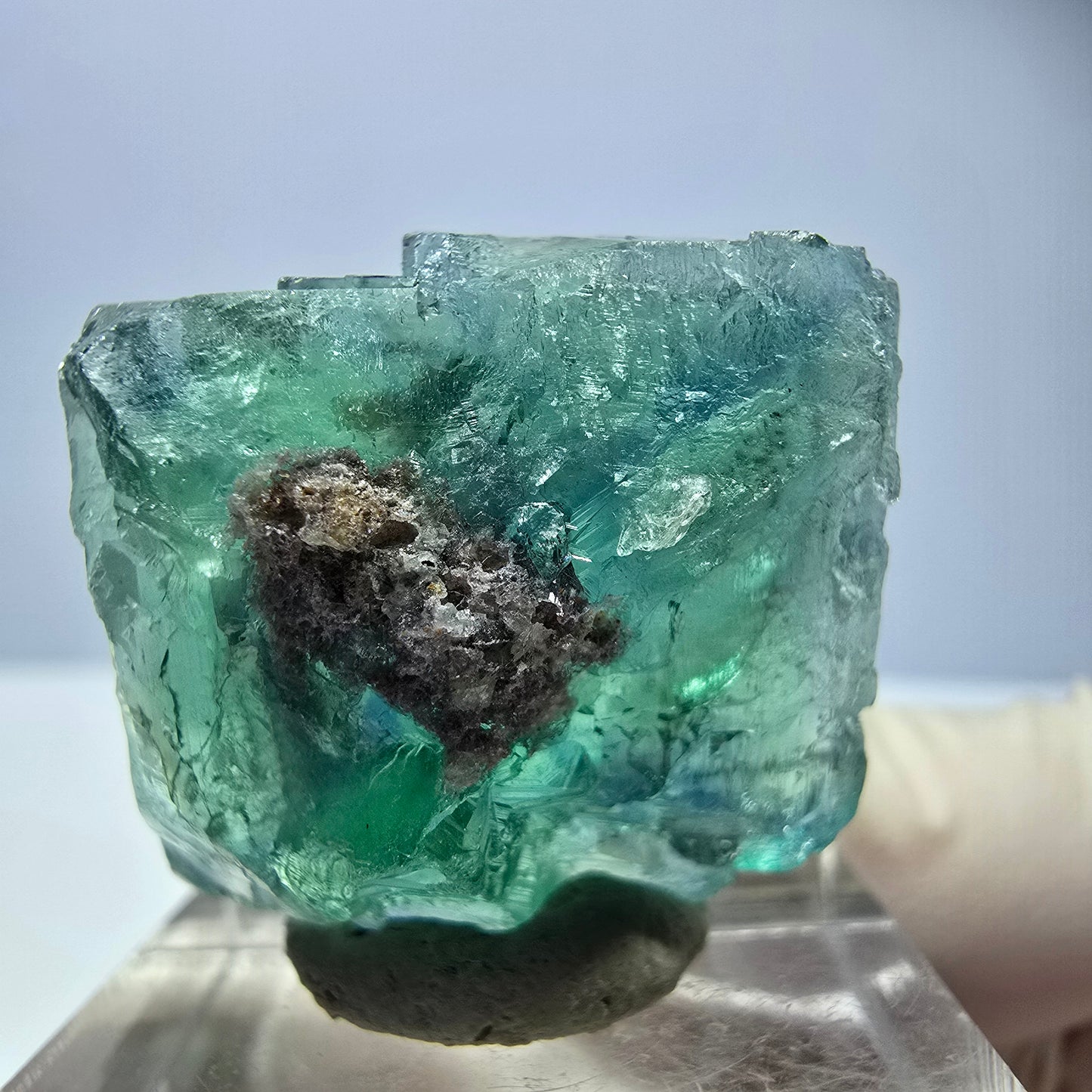 Phantom Fluorit Würfel Stufe, parkettiert grün Okorusu, Namibia 25*24*17mm