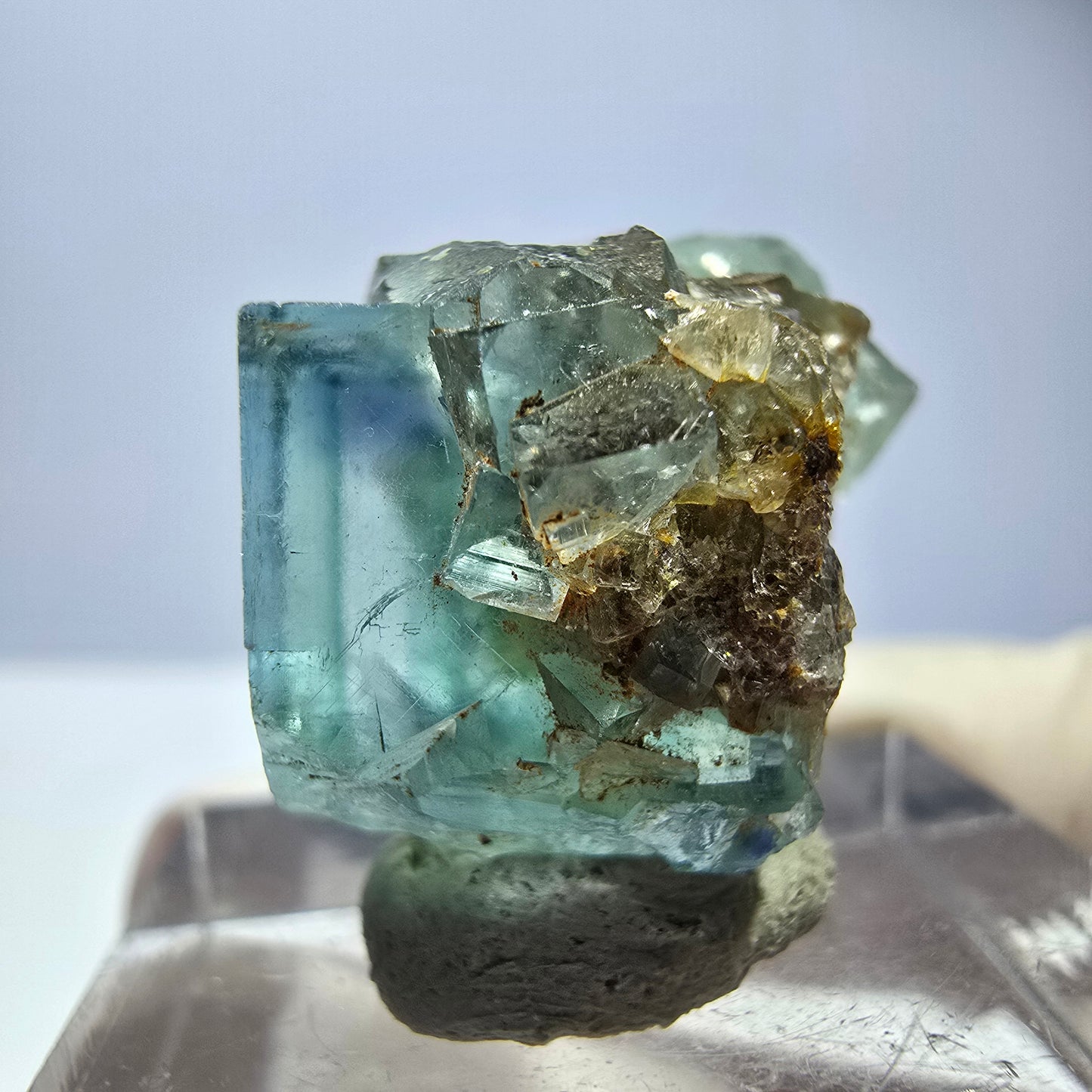 Phantom Fluorit Würfel Stufe, parkettiert grün Okorusu, Namibia 28*18*18mm