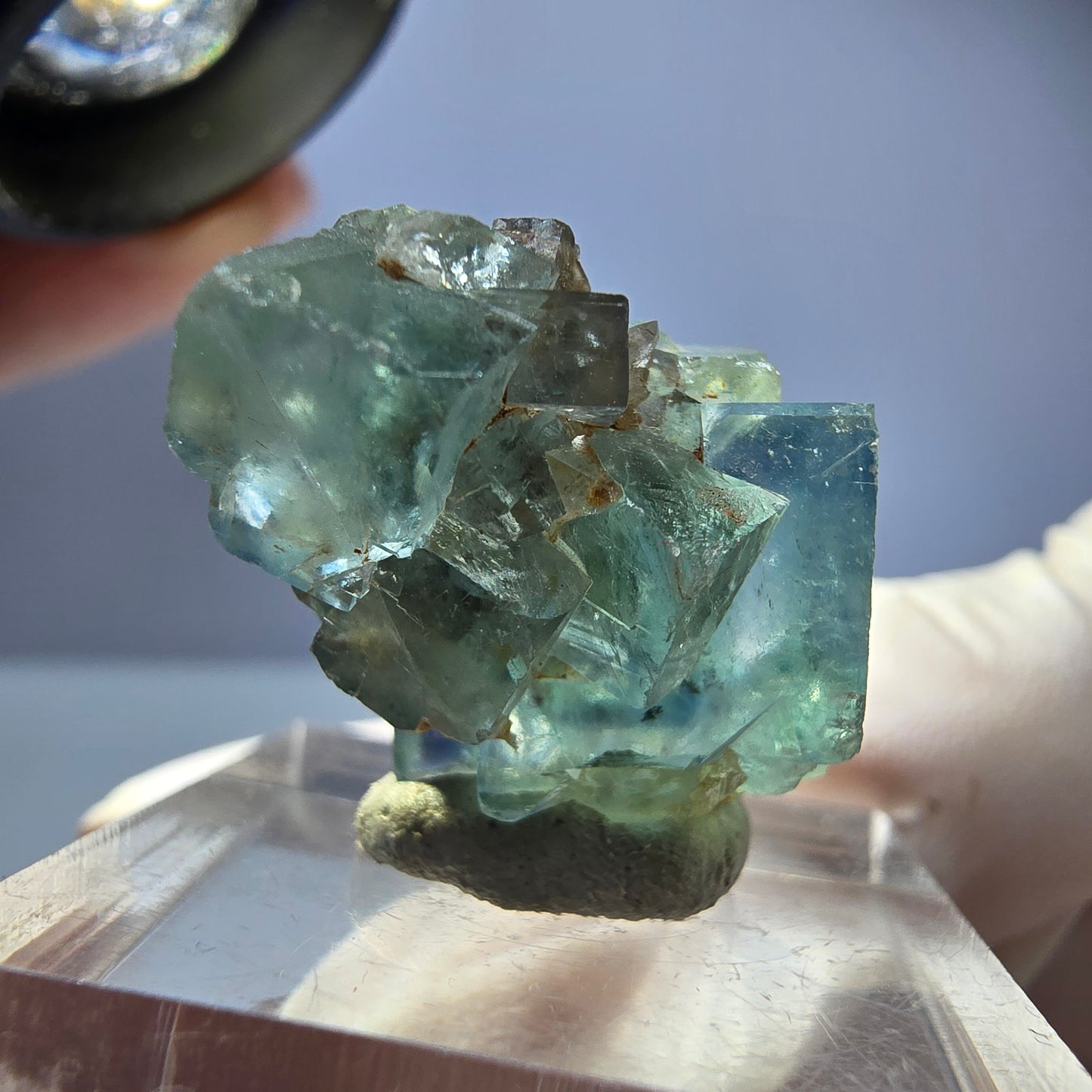 Phantom Fluorit Würfel Stufe, parkettiert grün Okorusu, Namibia 28*18*18mm