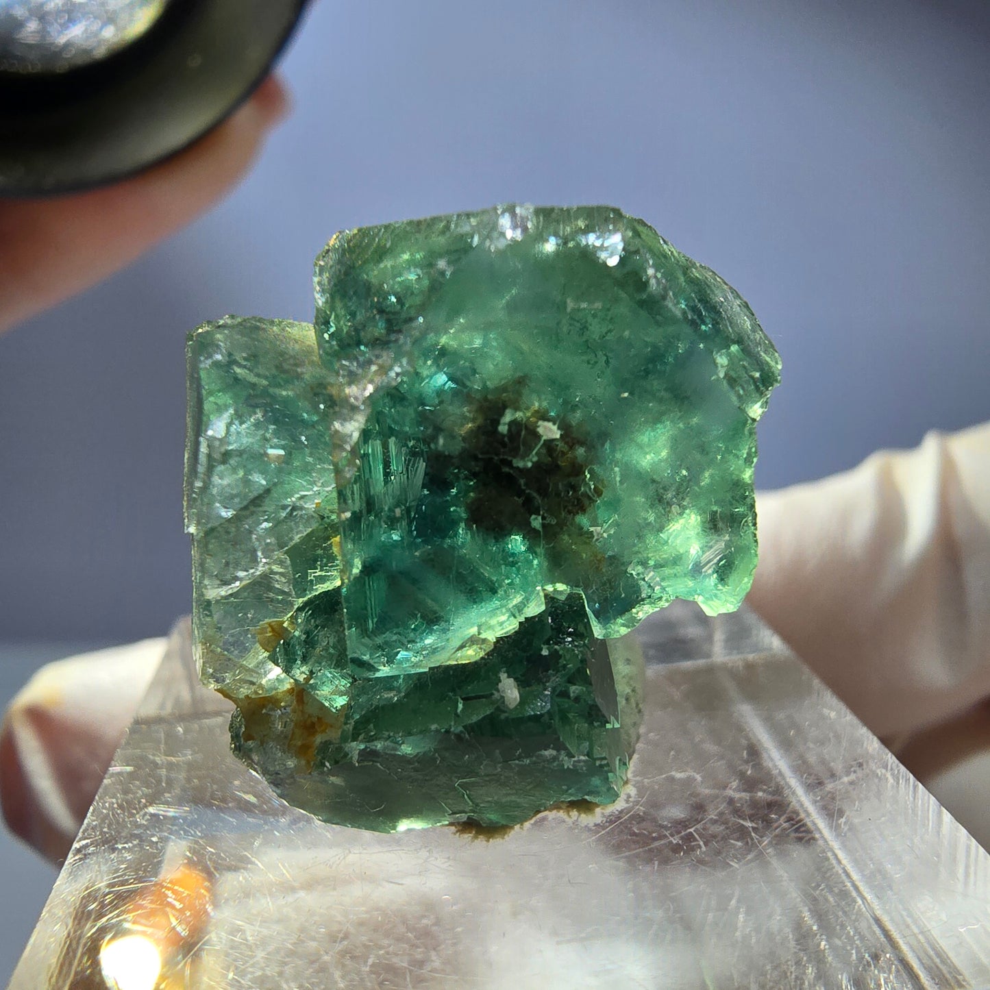 Phantom Fluorit Würfel Stufe, parkettiert grün Okorusu, Namibia 23*19*17mm