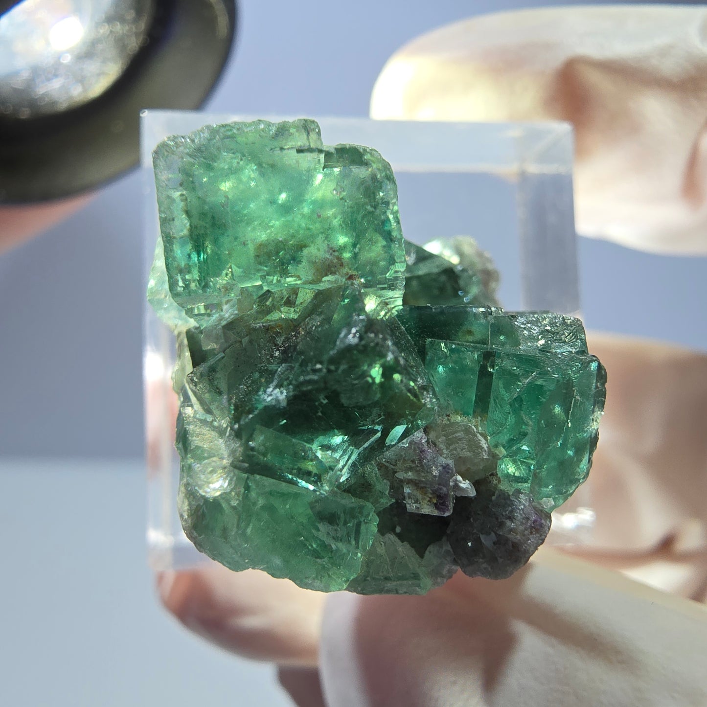 Phantom Fluorit Würfel Stufe, parkettiert grün Okorusu, Namibia 26*24*16mm