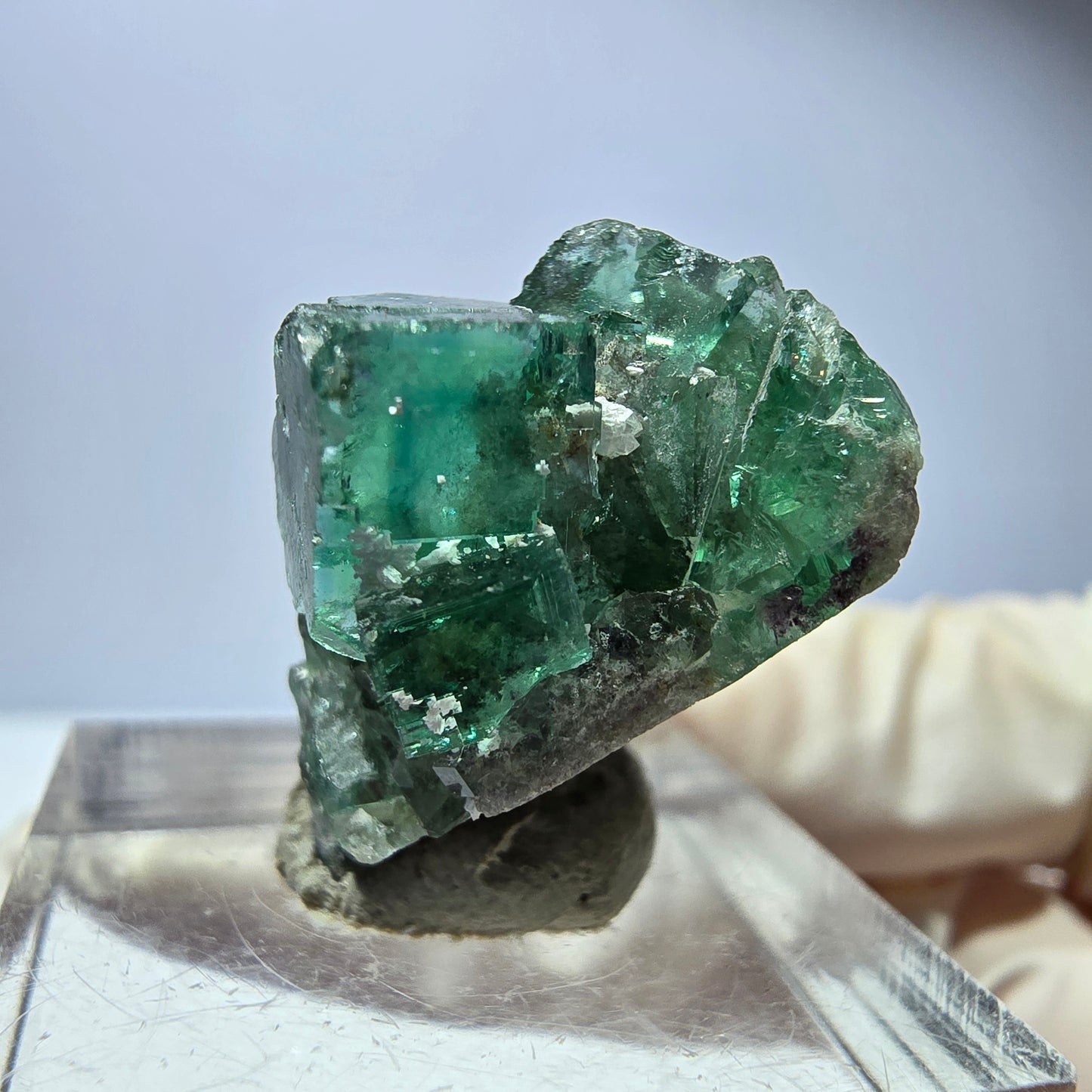 Phantom Fluorit Würfel Stufe, parkettiert grün Okorusu, Namibia 26*24*16mm