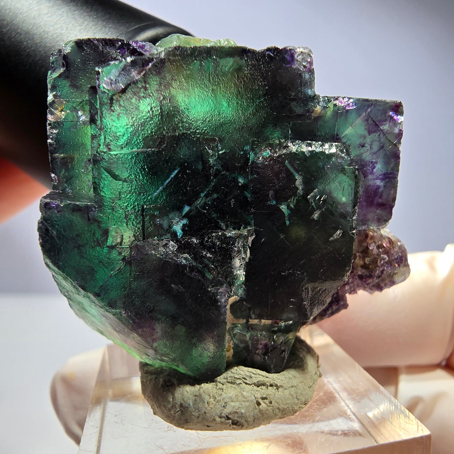 Seltene Phantom Fluorit Würfel Stufe, grün lila Okorusu, Namibia 41*36*20mm