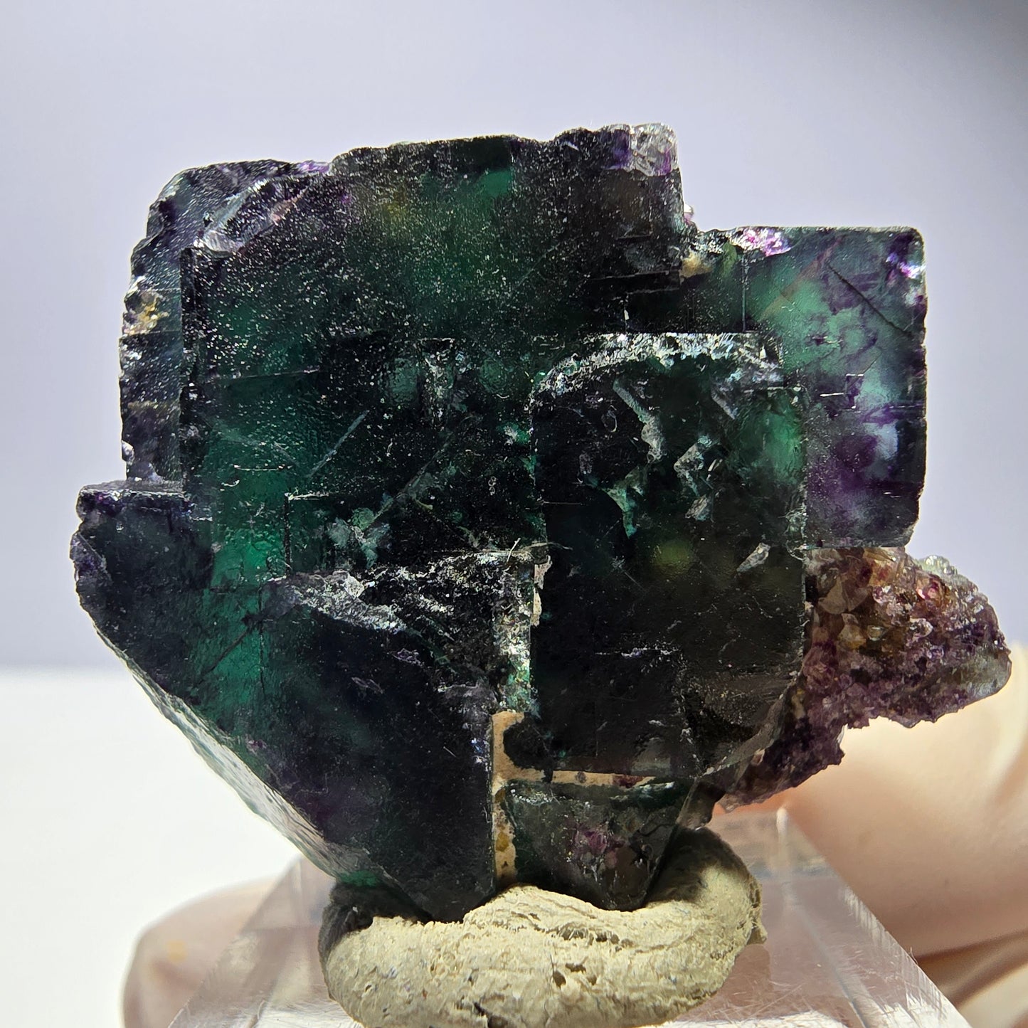 Seltene Phantom Fluorit Würfel Stufe, grün lila Okorusu, Namibia 41*36*20mm