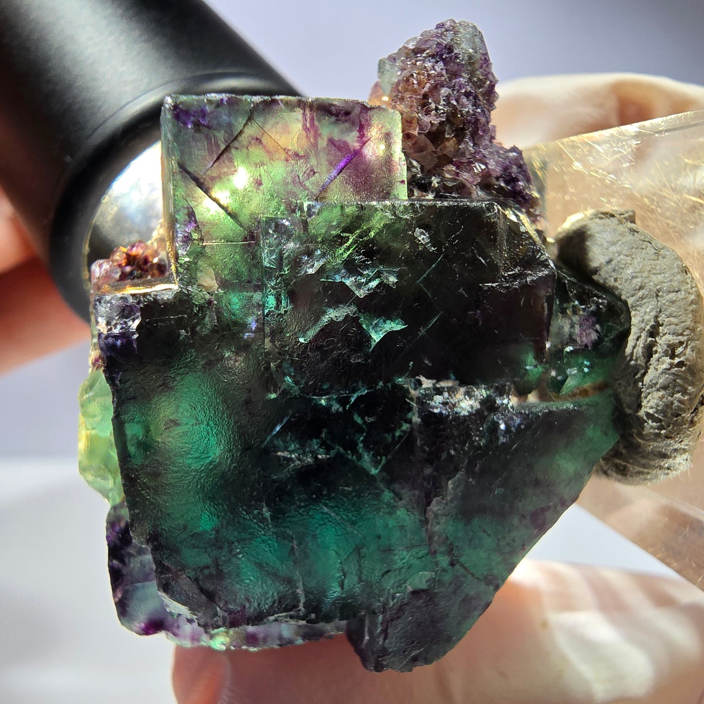 Seltene Phantom Fluorit Würfel Stufe, grün lila Okorusu, Namibia 41*36*20mm