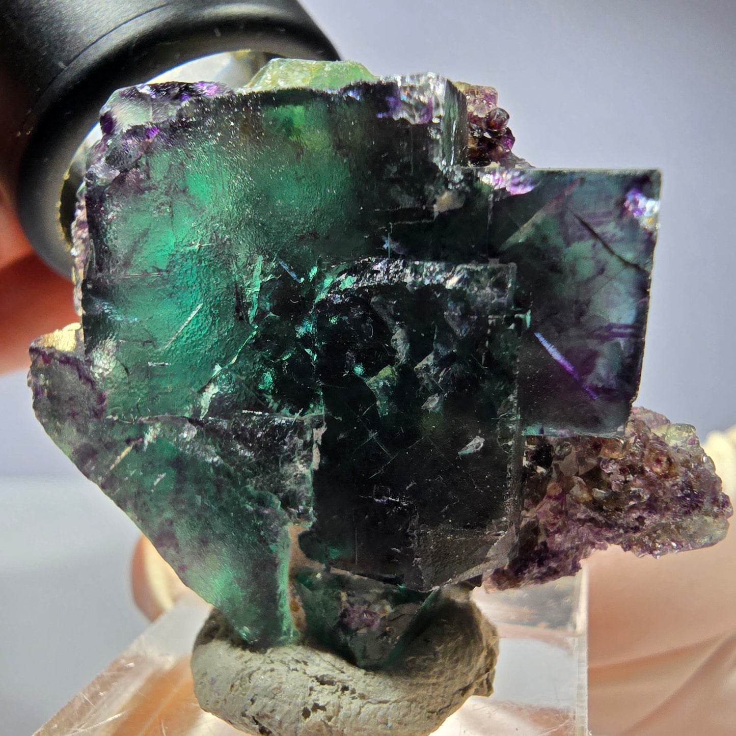Seltene Phantom Fluorit Würfel Stufe, grün lila Okorusu, Namibia 41*36*20mm