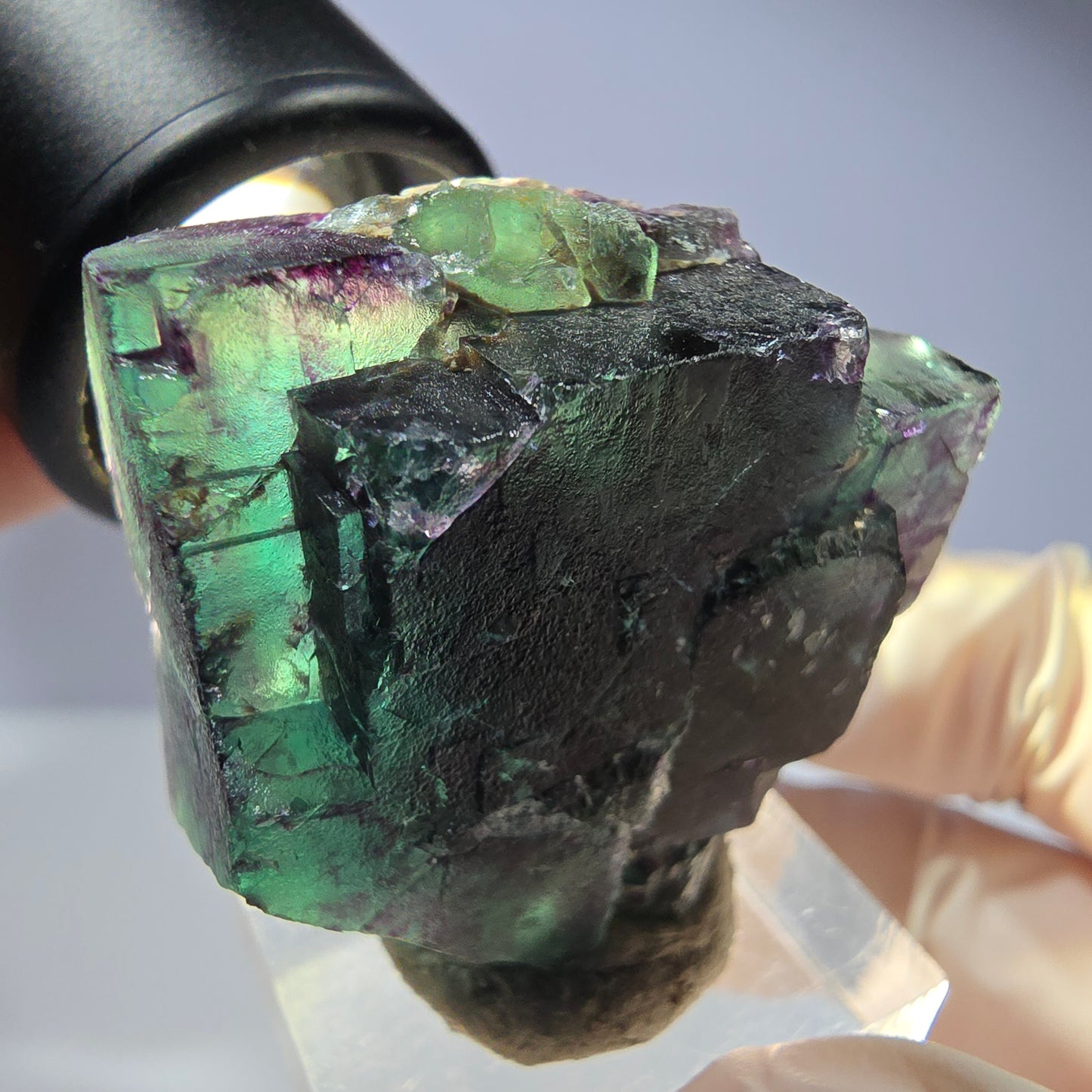 Seltene Phantom Fluorit Würfel Stufe, grün lila Okorusu, Namibia 41*36*20mm