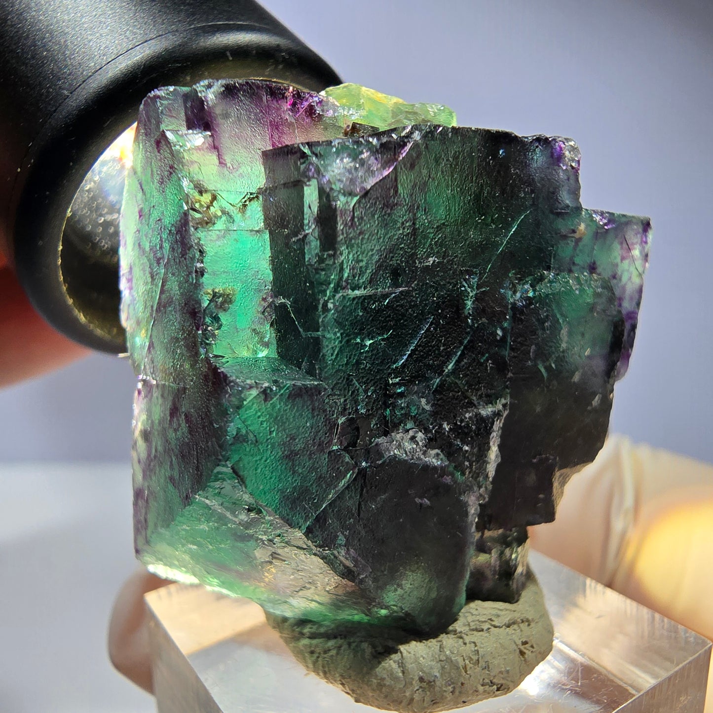 Seltene Phantom Fluorit Würfel Stufe, grün lila Okorusu, Namibia 41*36*20mm
