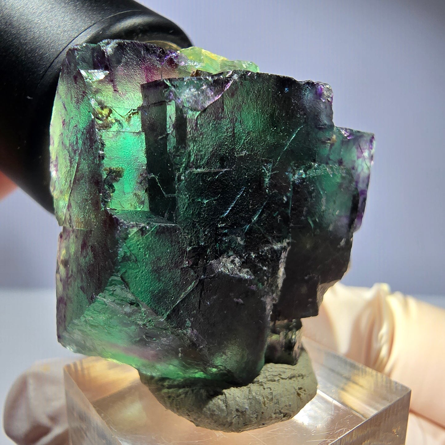 Seltene Phantom Fluorit Würfel Stufe, grün lila Okorusu, Namibia 41*36*20mm