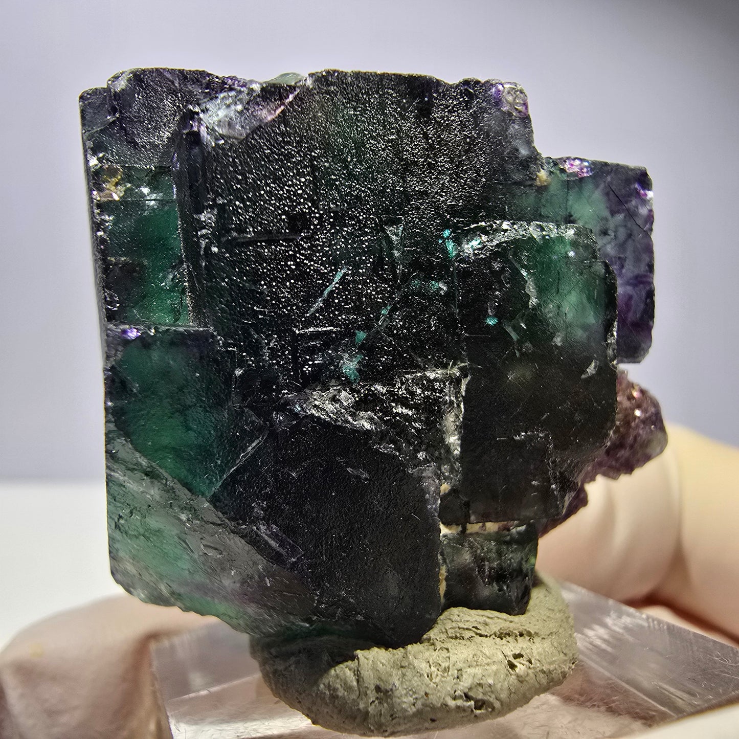 Seltene Phantom Fluorit Würfel Stufe, grün lila Okorusu, Namibia 41*36*20mm