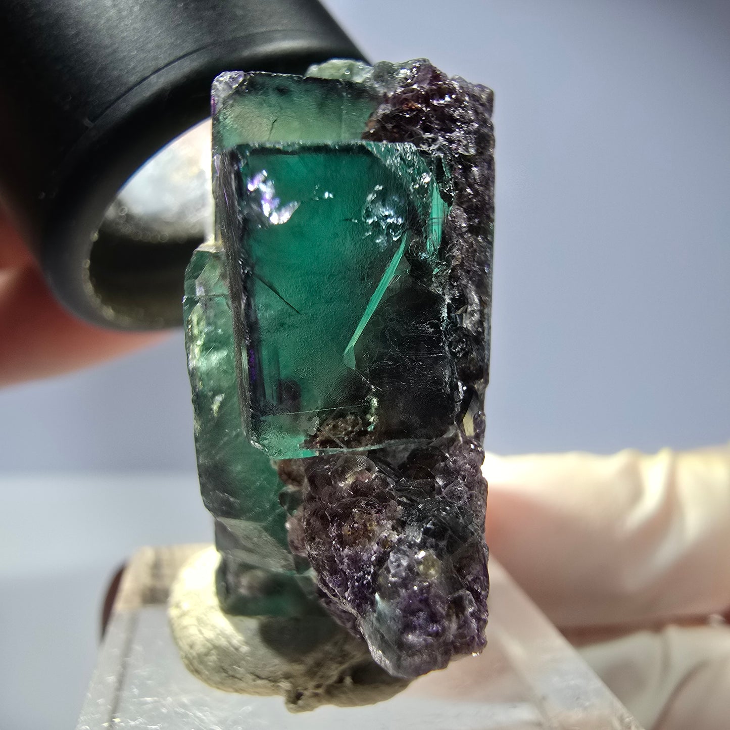 Seltene Phantom Fluorit Würfel Stufe, grün lila Okorusu, Namibia 41*36*20mm