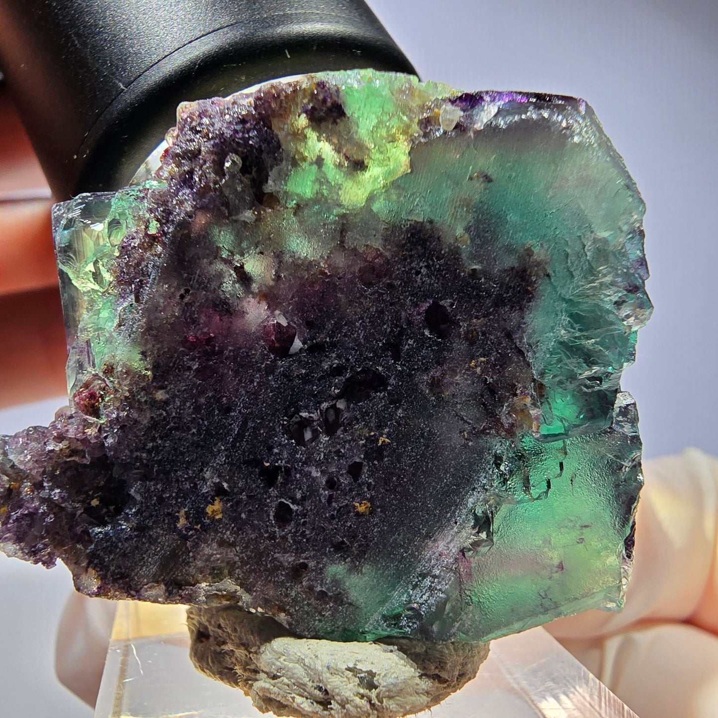 Seltene Phantom Fluorit Würfel Stufe, grün lila Okorusu, Namibia 41*36*20mm