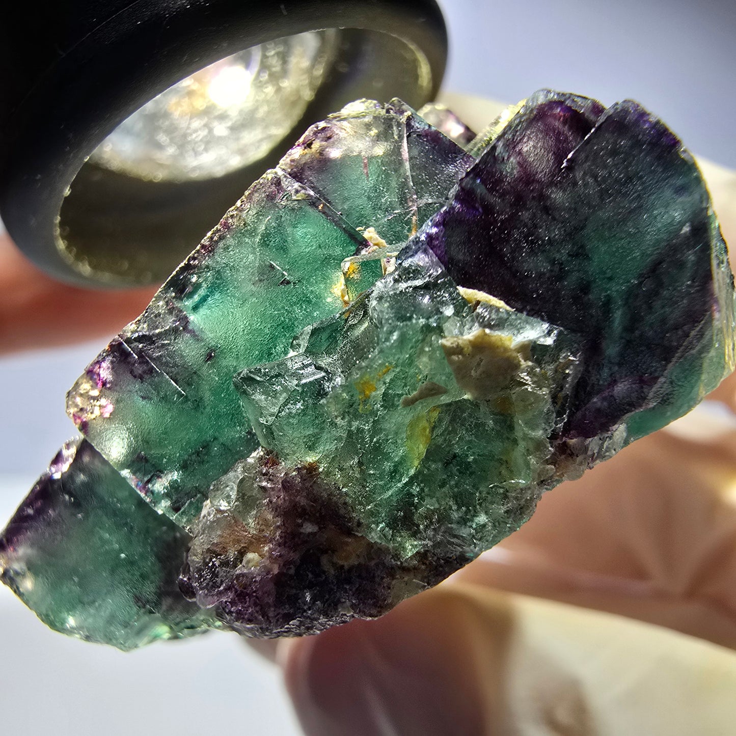 Seltene Phantom Fluorit Würfel Stufe, grün lila Okorusu, Namibia 41*36*20mm