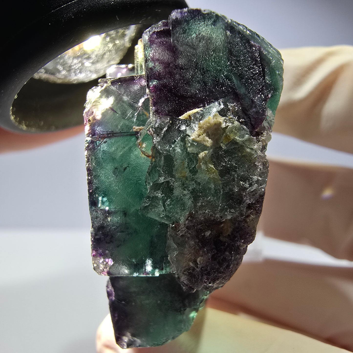 Seltene Phantom Fluorit Würfel Stufe, grün lila Okorusu, Namibia 41*36*20mm