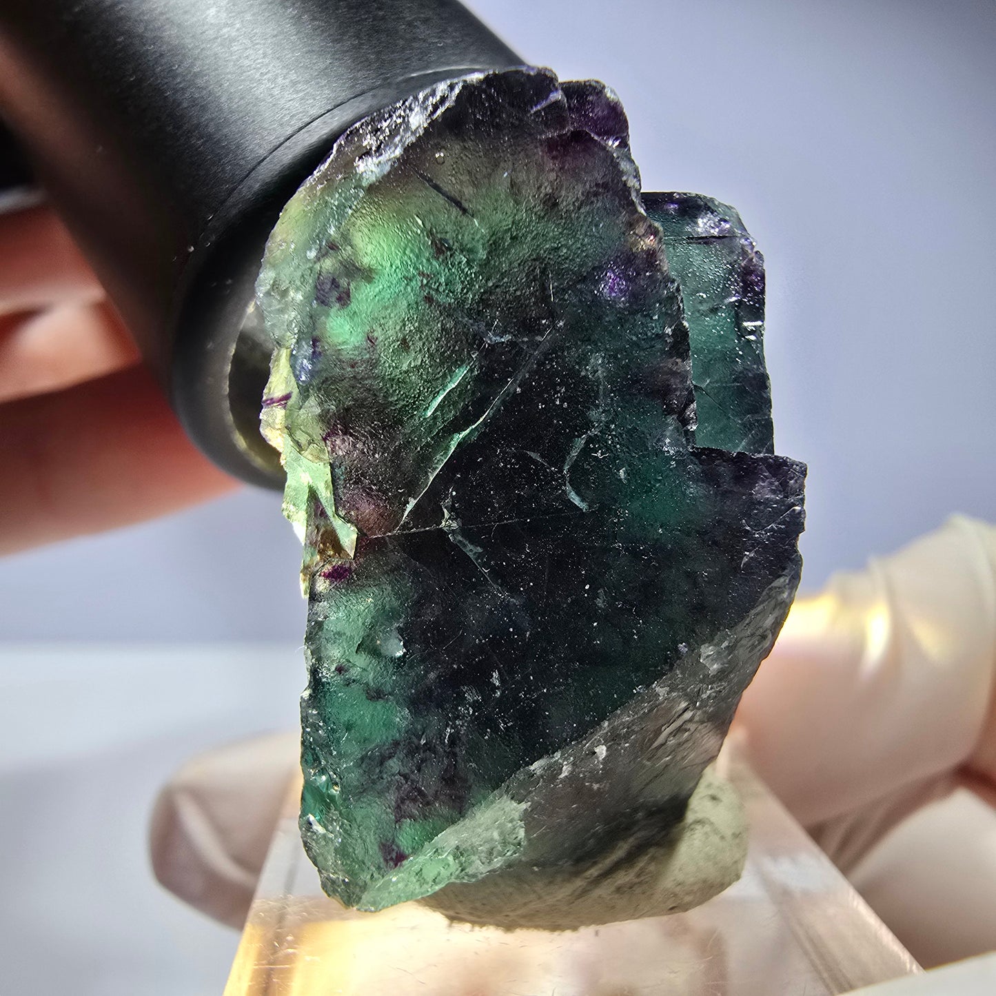 Seltene Phantom Fluorit Würfel Stufe, grün lila Okorusu, Namibia 41*36*20mm