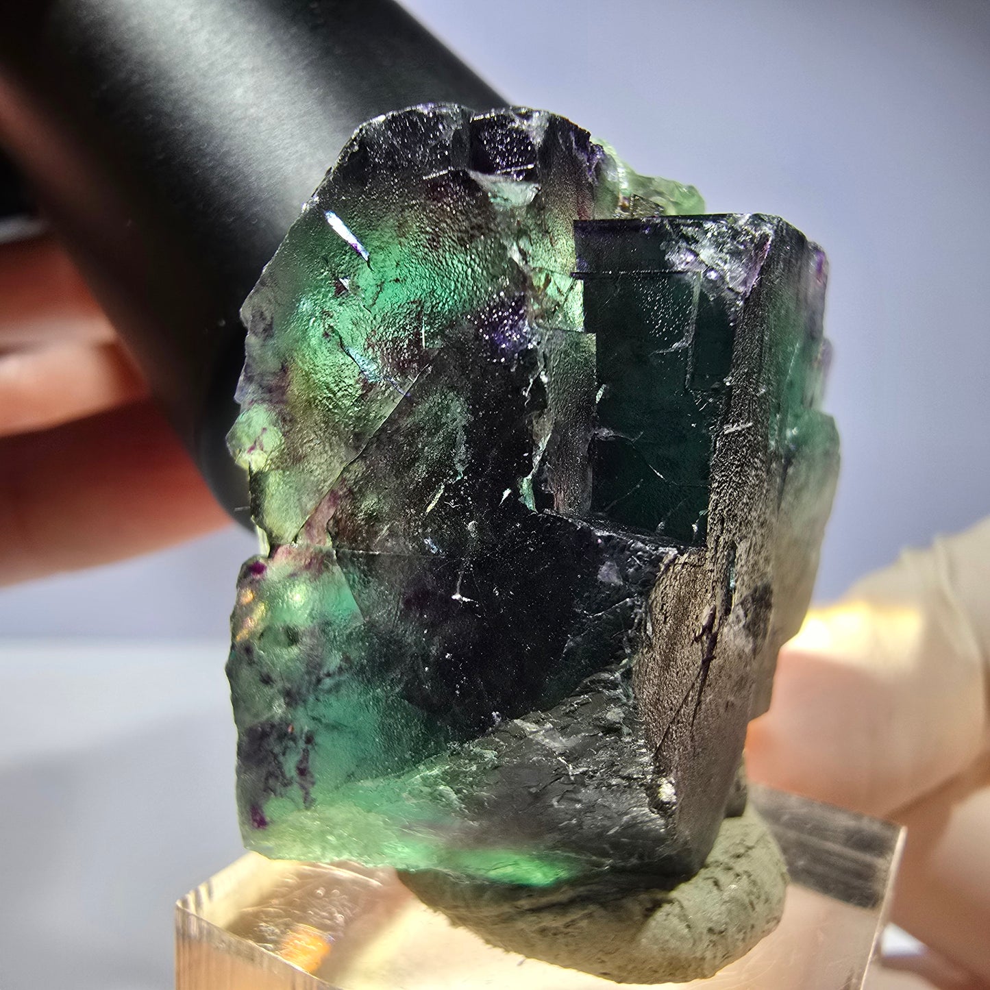 Seltene Phantom Fluorit Würfel Stufe, grün lila Okorusu, Namibia 41*36*20mm