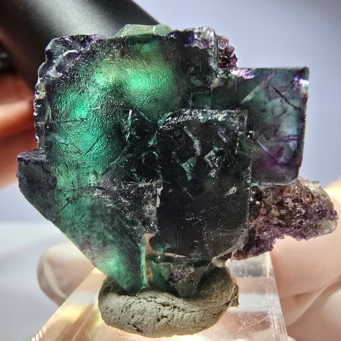 Seltene Phantom Fluorit Würfel Stufe, grün lila Okorusu, Namibia 41*36*20mm