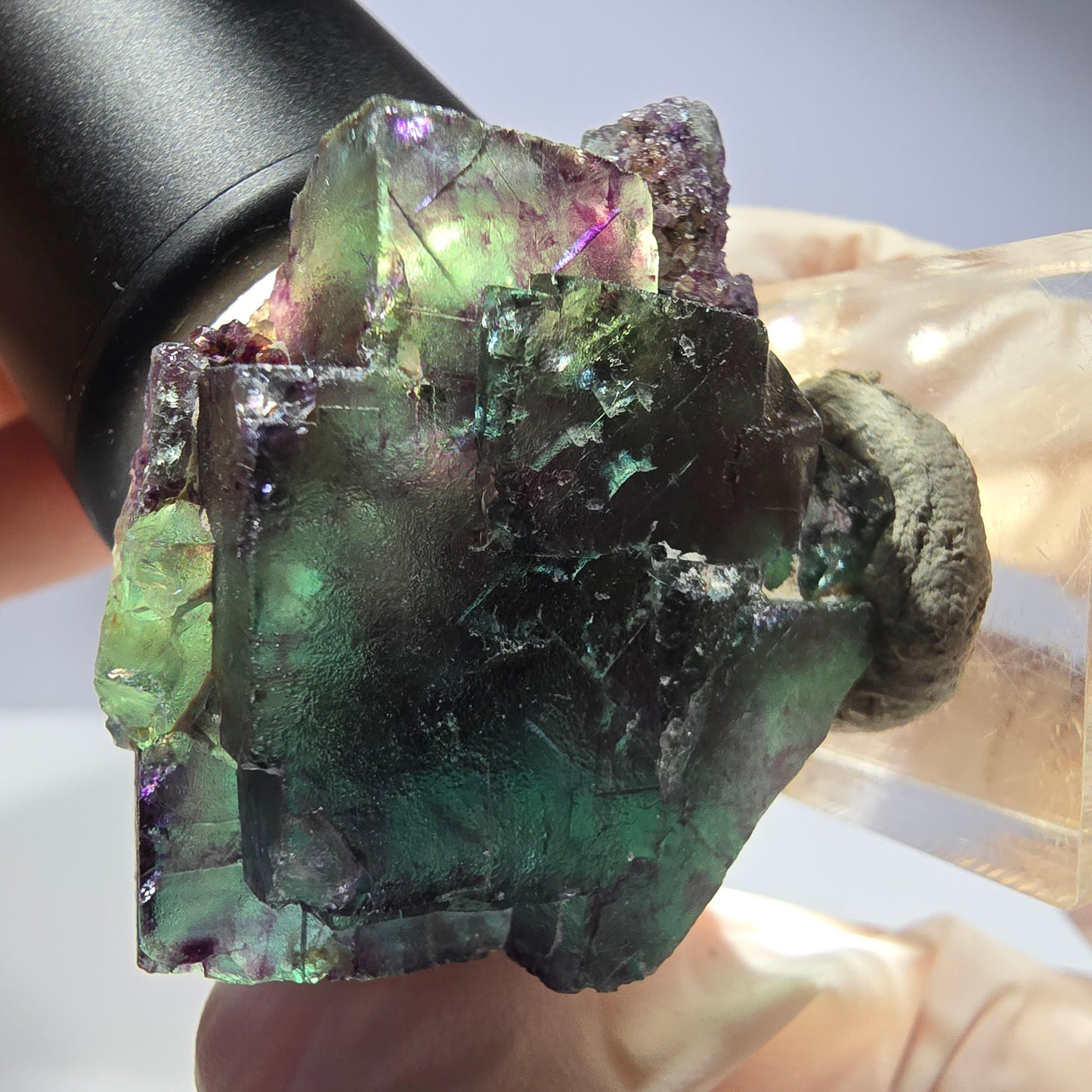 Seltene Phantom Fluorit Würfel Stufe, grün lila Okorusu, Namibia 41*36*20mm