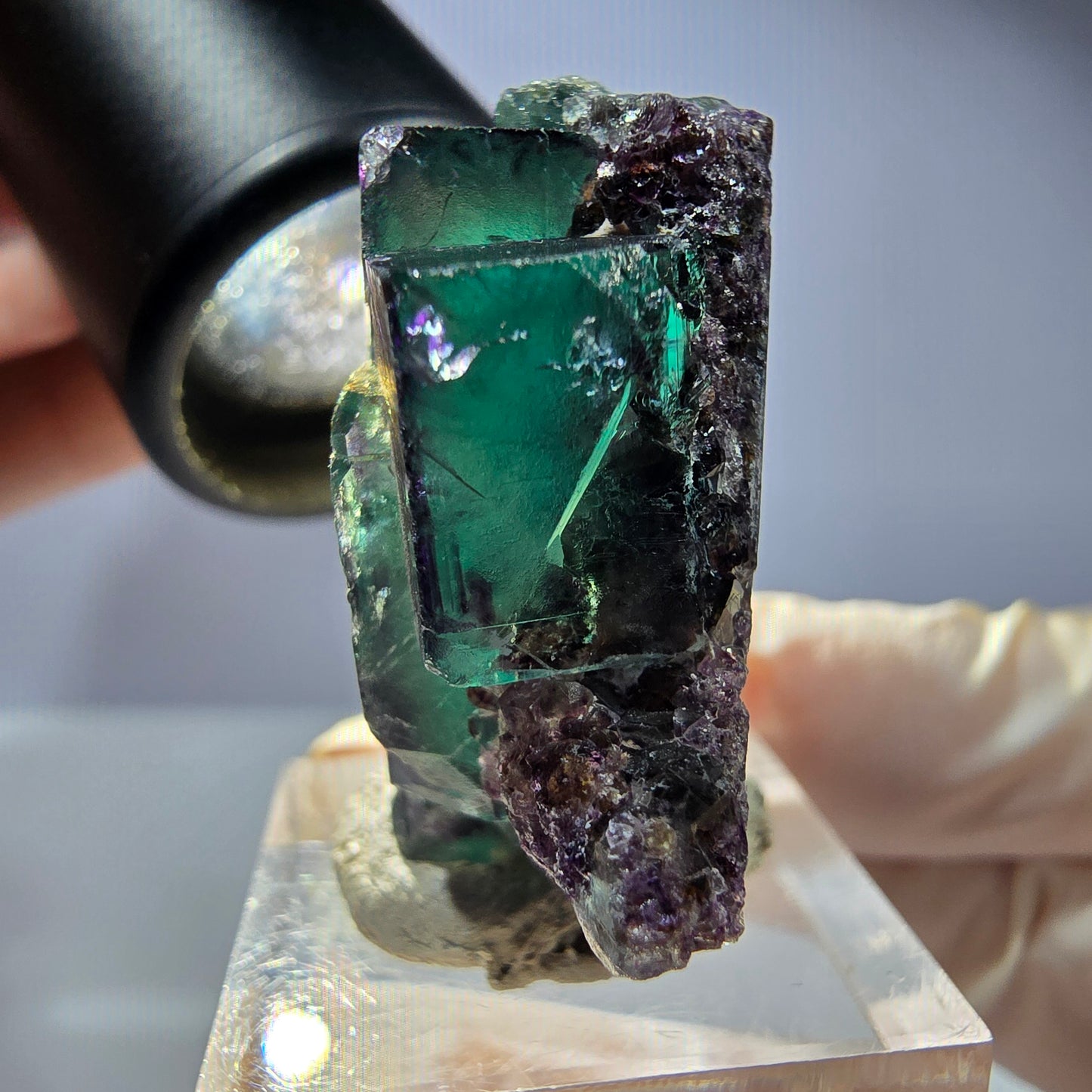 Seltene Phantom Fluorit Würfel Stufe, grün lila Okorusu, Namibia 41*36*20mm