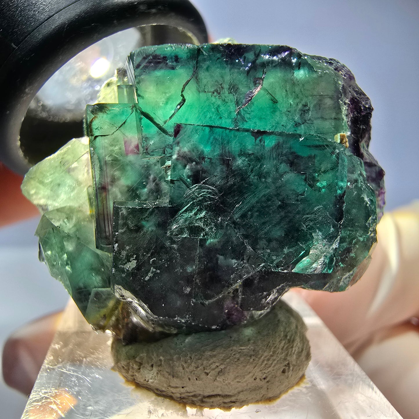 Seltene Phantom Fluorit Würfel Stufe, grün lila Okorusu, Namibia 34*29*19mm