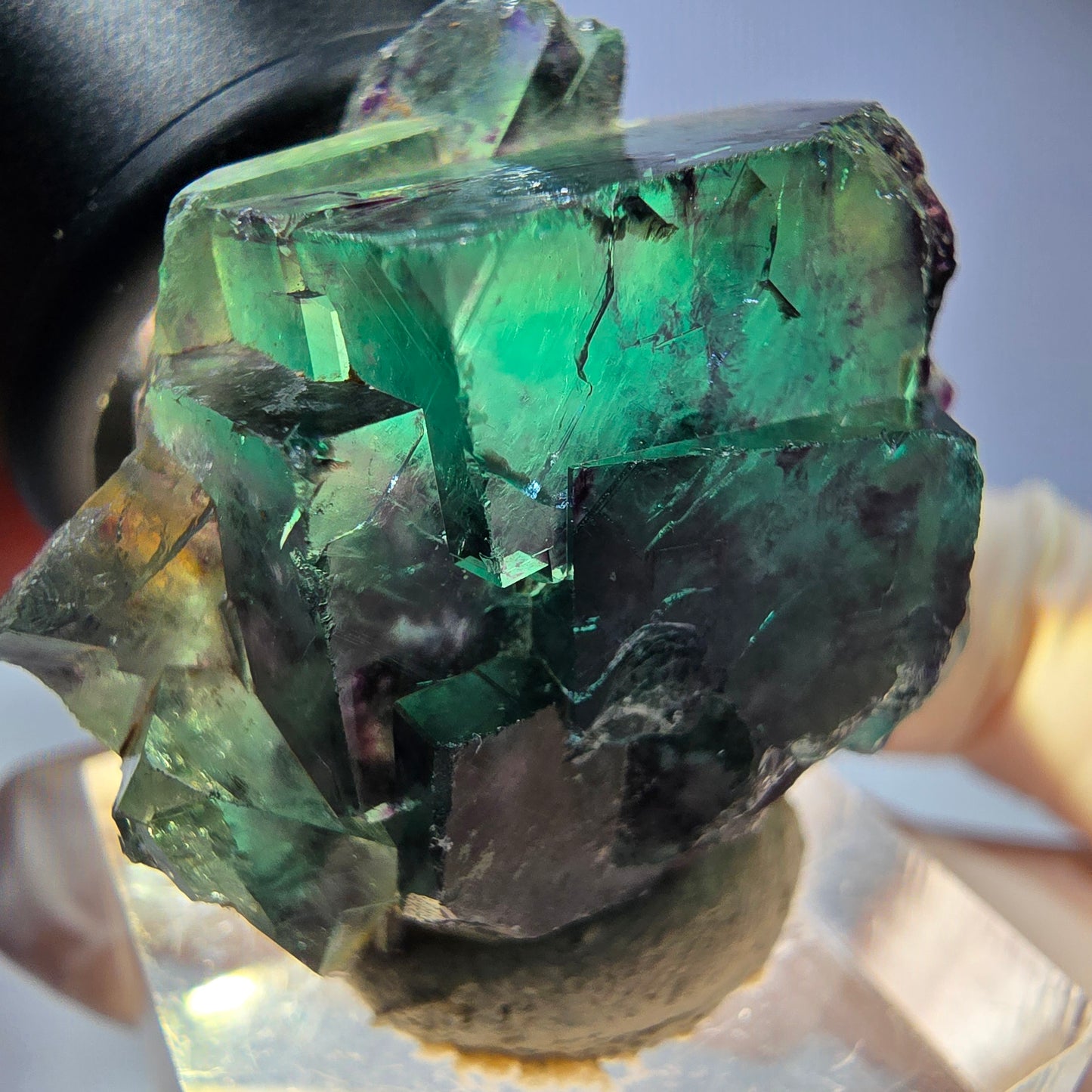 Seltene Phantom Fluorit Würfel Stufe, grün lila Okorusu, Namibia 34*29*19mm