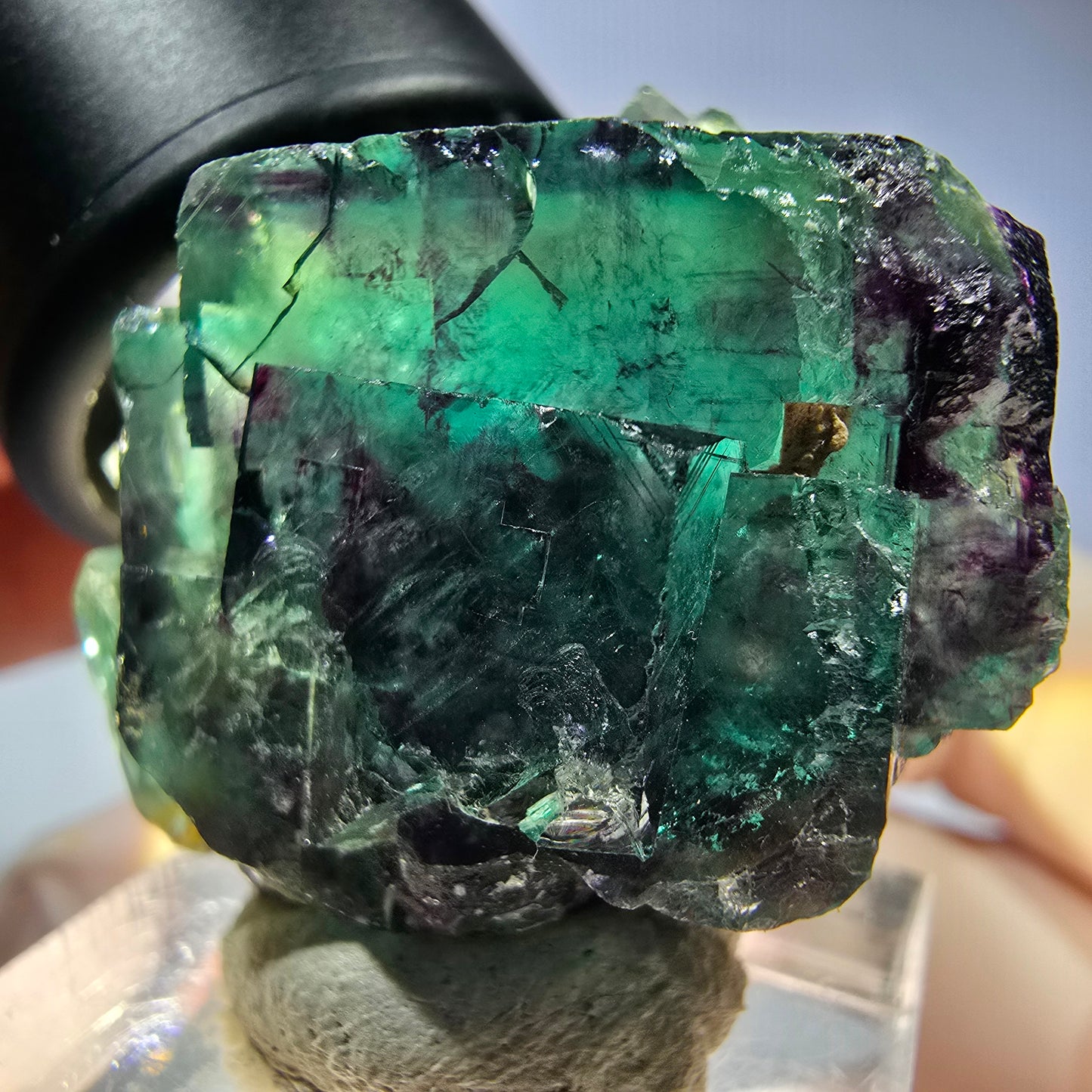 Seltene Phantom Fluorit Würfel Stufe, grün lila Okorusu, Namibia 34*29*19mm