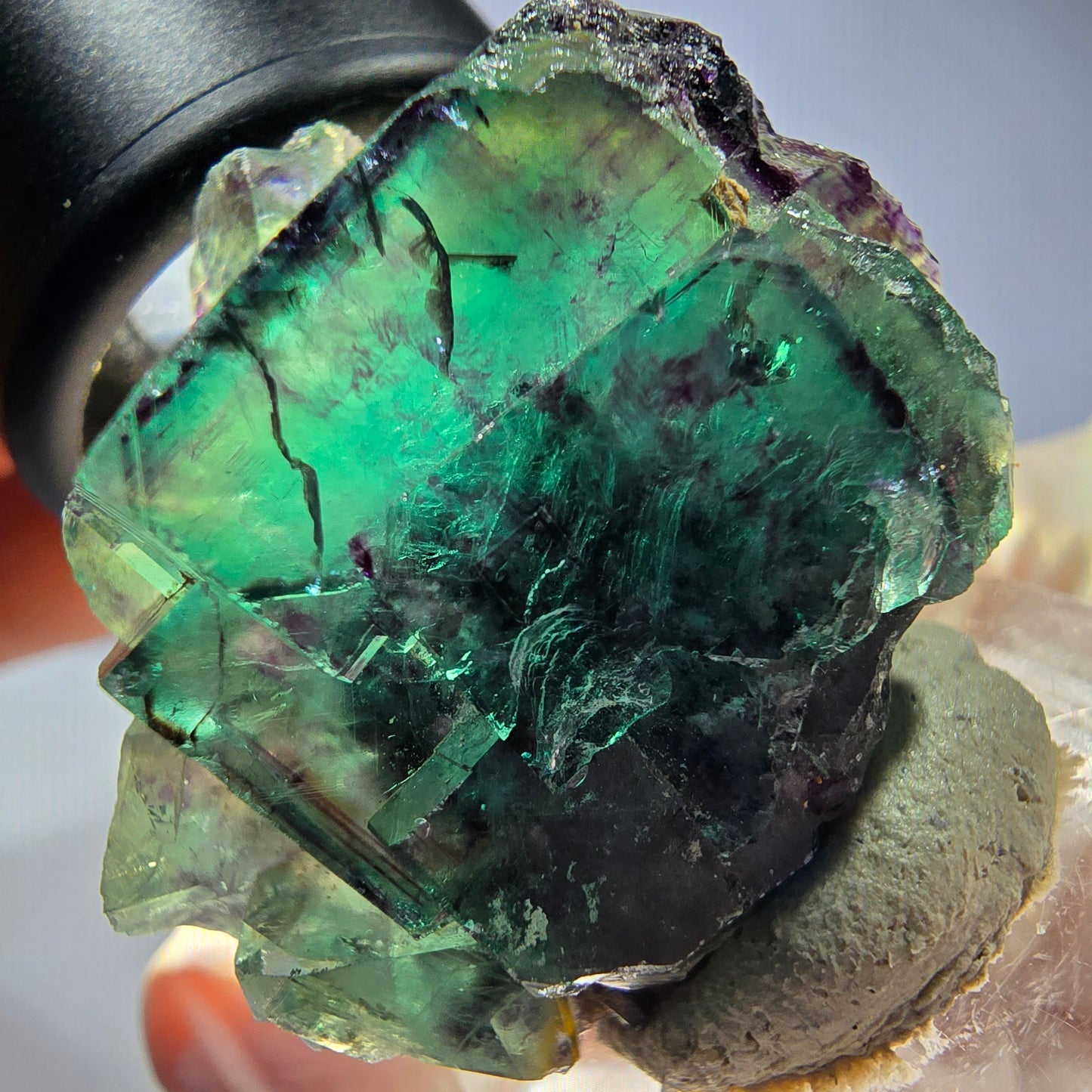 Seltene Phantom Fluorit Würfel Stufe, grün lila Okorusu, Namibia 34*29*19mm