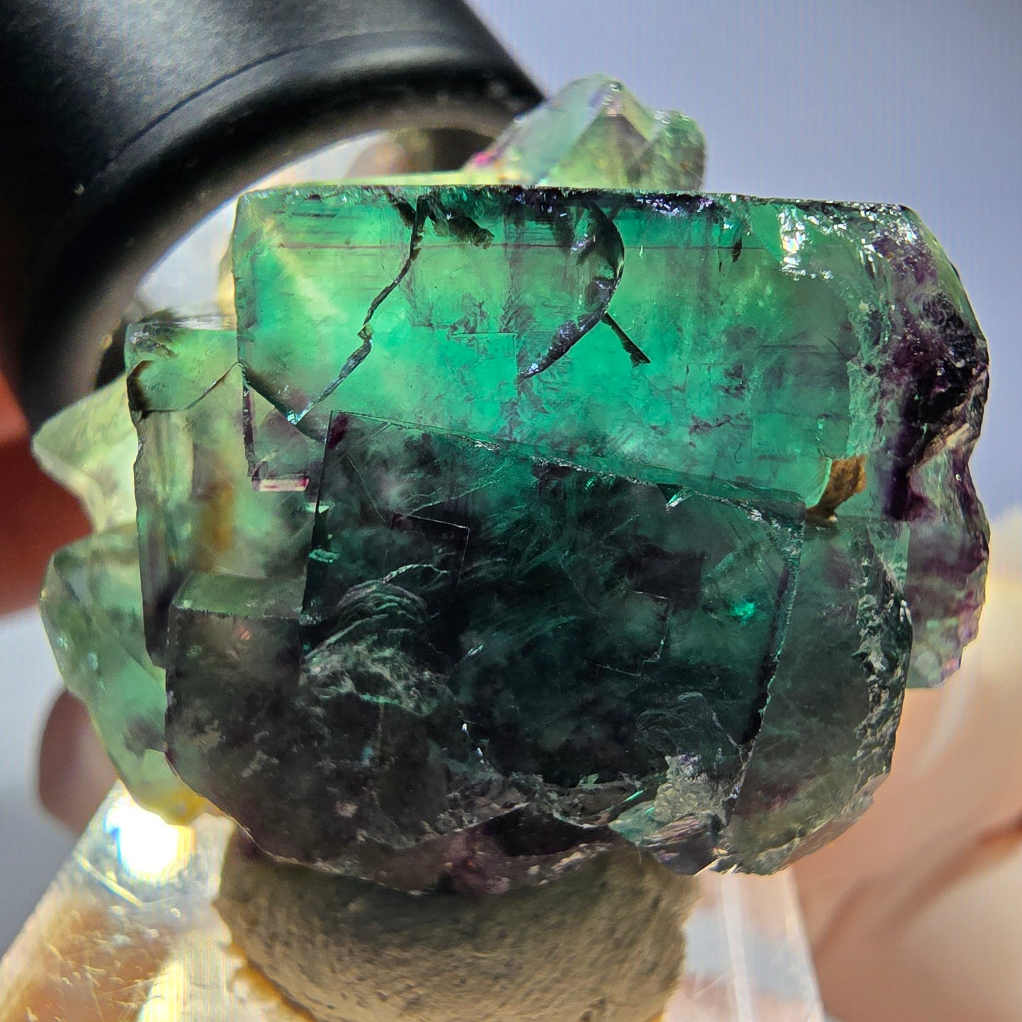 Seltene Phantom Fluorit Würfel Stufe, grün lila Okorusu, Namibia 34*29*19mm