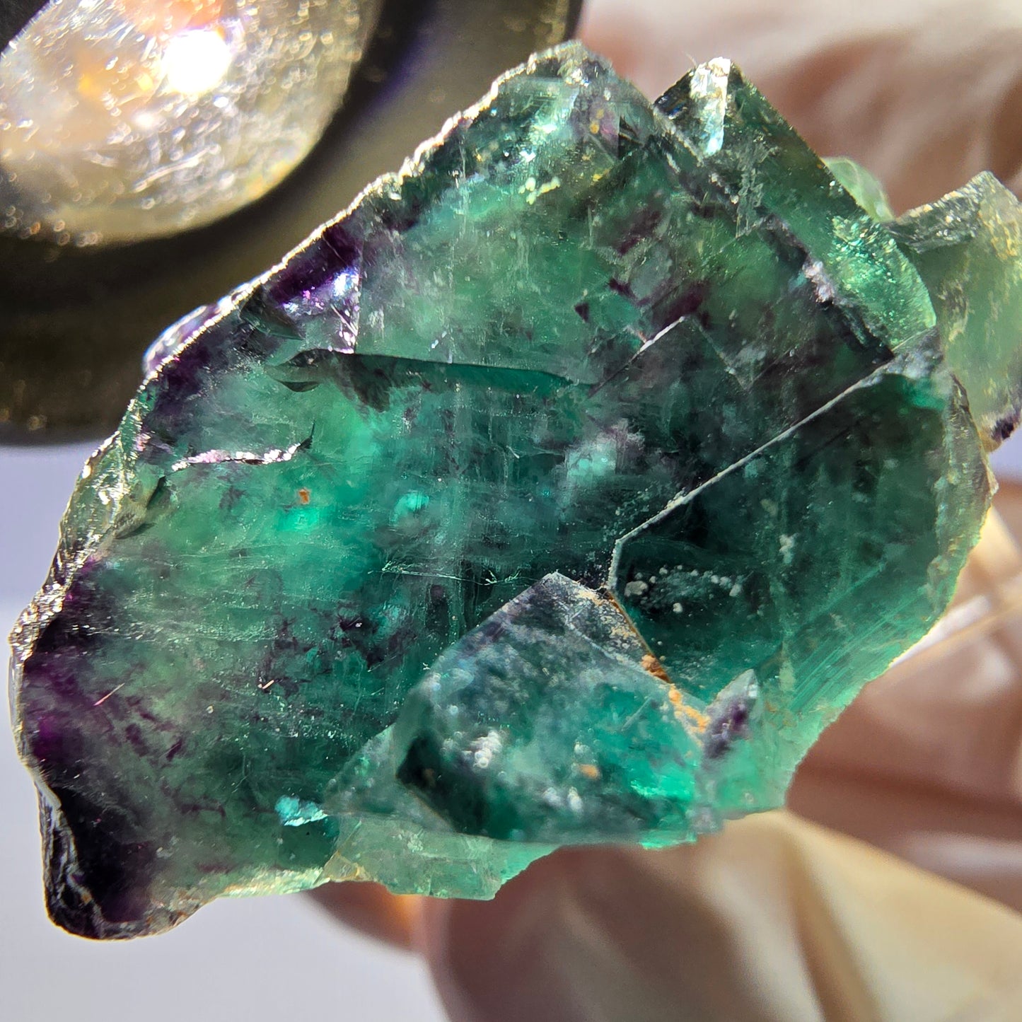Seltene Phantom Fluorit Würfel Stufe, grün lila Okorusu, Namibia 34*29*19mm