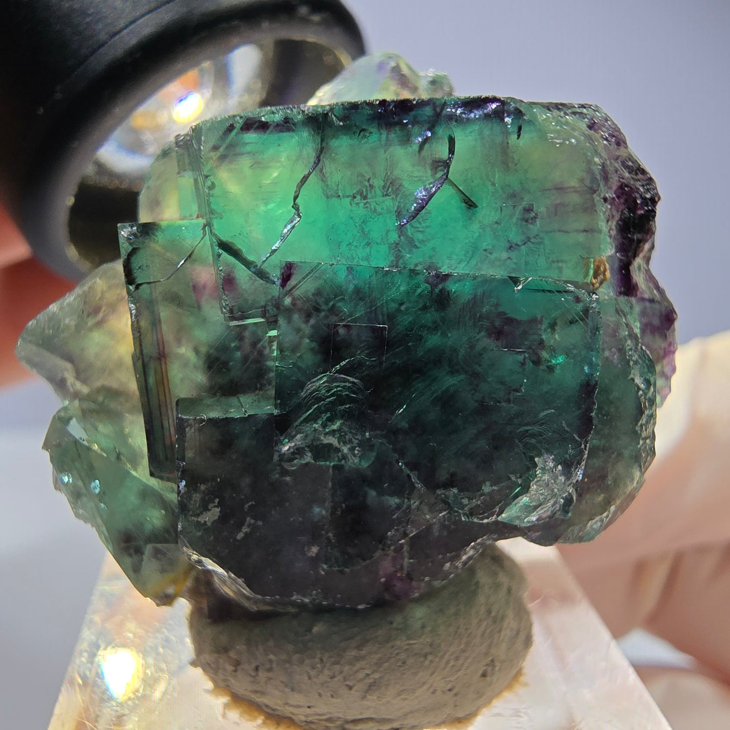 Seltene Phantom Fluorit Würfel Stufe, grün lila Okorusu, Namibia 34*29*19mm