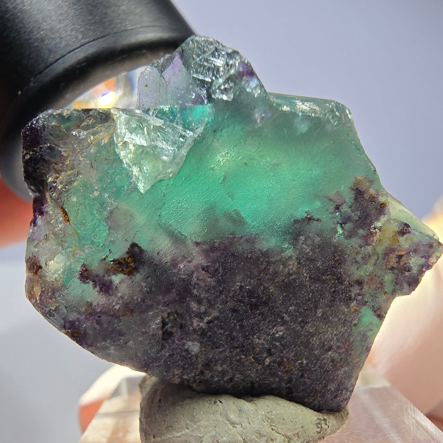Seltene Phantom Fluorit Würfel Stufe, grün lila Okorusu, Namibia 34*29*19mm