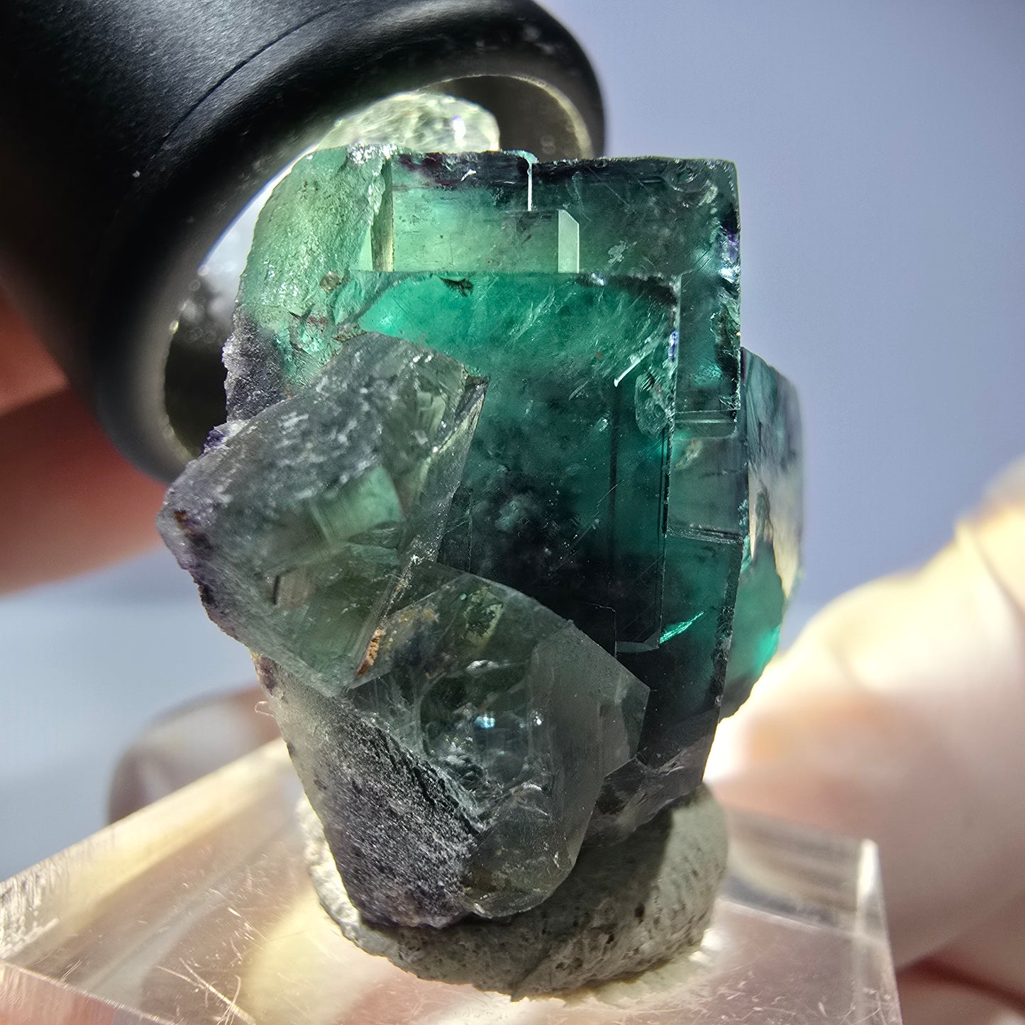 Seltene Phantom Fluorit Würfel Stufe, grün lila Okorusu, Namibia 34*29*19mm