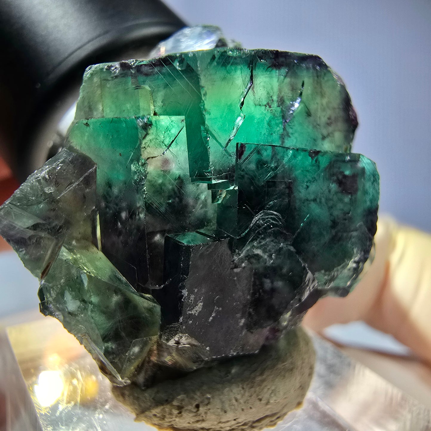 Seltene Phantom Fluorit Würfel Stufe, grün lila Okorusu, Namibia 34*29*19mm