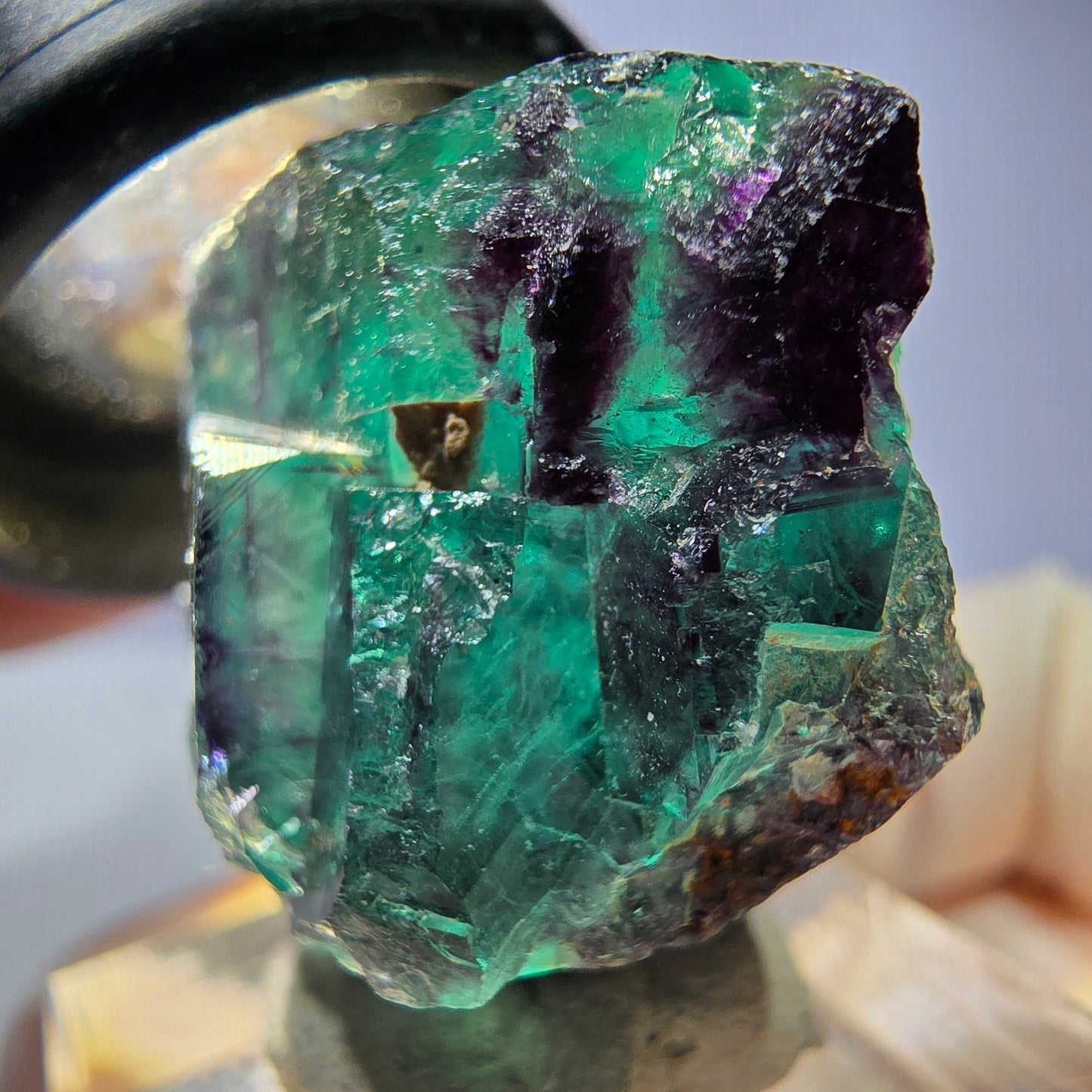 Seltene Phantom Fluorit Würfel Stufe, grün lila Okorusu, Namibia 34*29*19mm