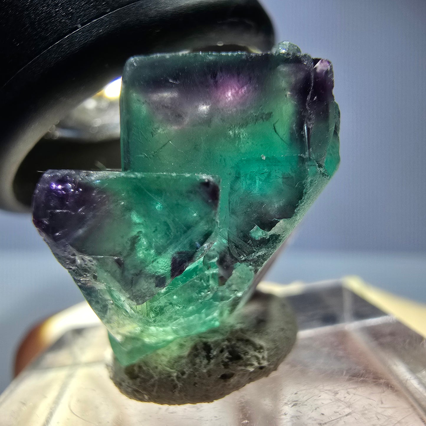 Seltene Phantom Fluorit Würfel Stufe, grün lila Okorusu, Namibia 22*18*15mm