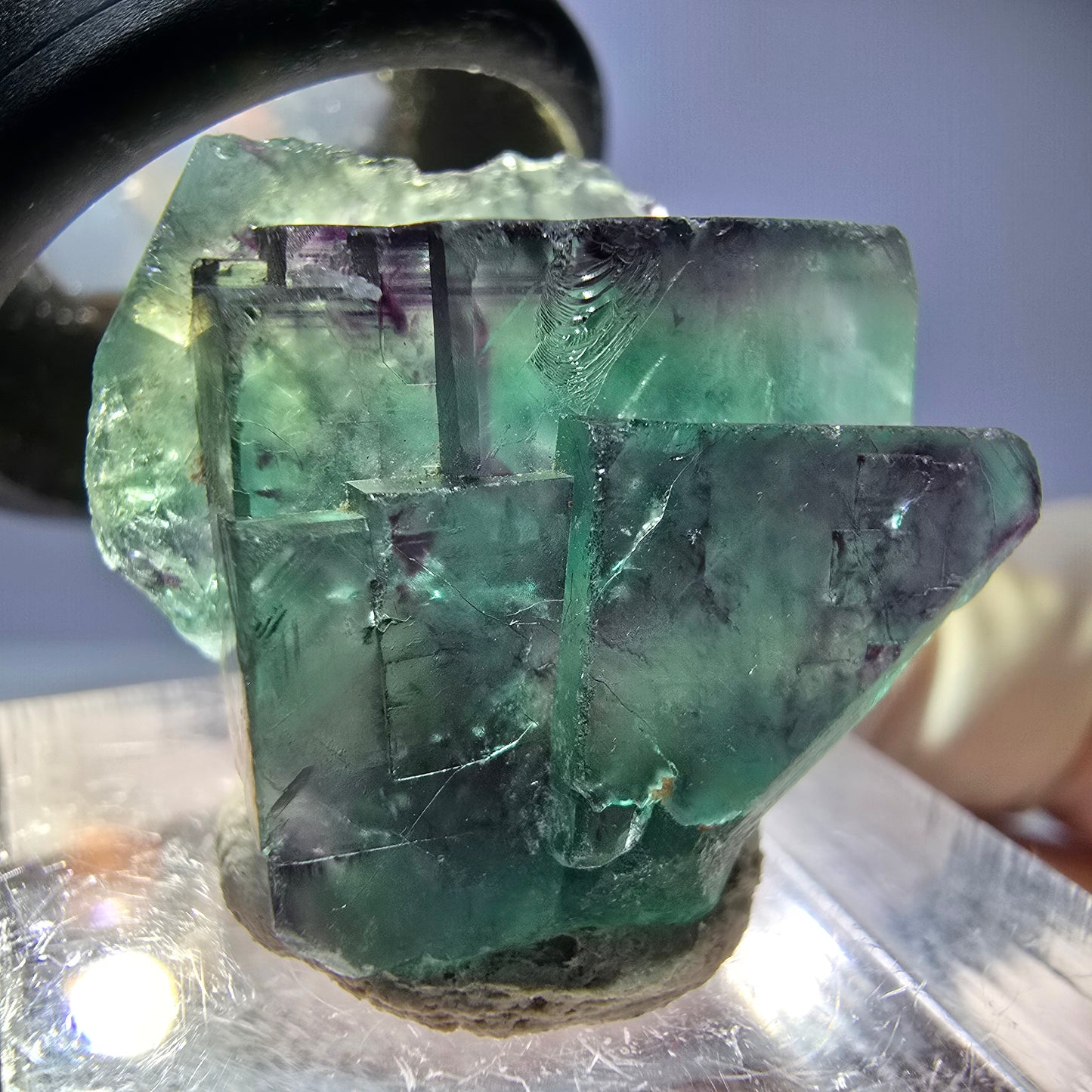 Seltene Phantom Fluorit Würfel Stufe, grün lila Okorusu, Namibia 22*18*15mm