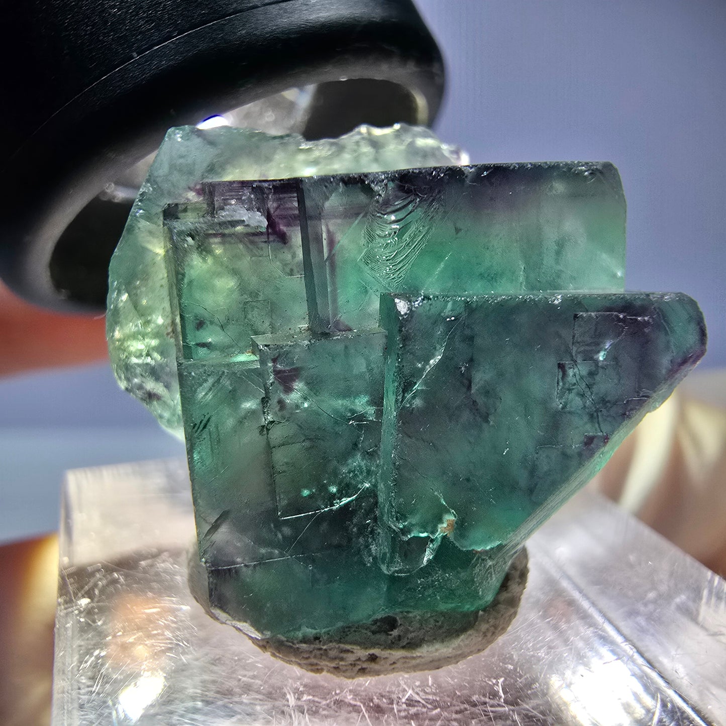 Seltene Phantom Fluorit Würfel Stufe, grün lila Okorusu, Namibia 22*18*15mm