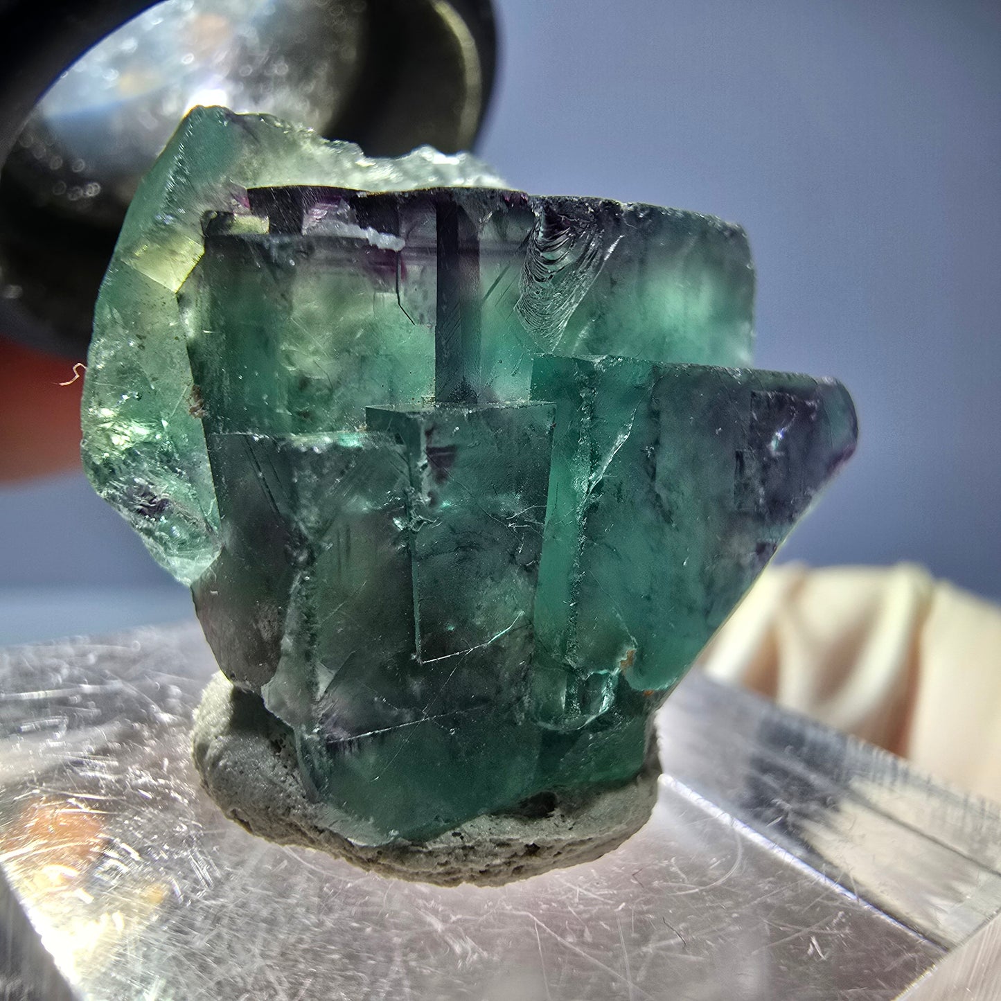 Seltene Phantom Fluorit Würfel Stufe, grün lila Okorusu, Namibia 22*18*15mm