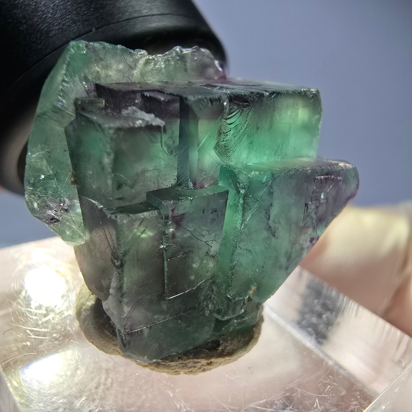 Seltene Phantom Fluorit Würfel Stufe, grün lila Okorusu, Namibia 22*18*15mm