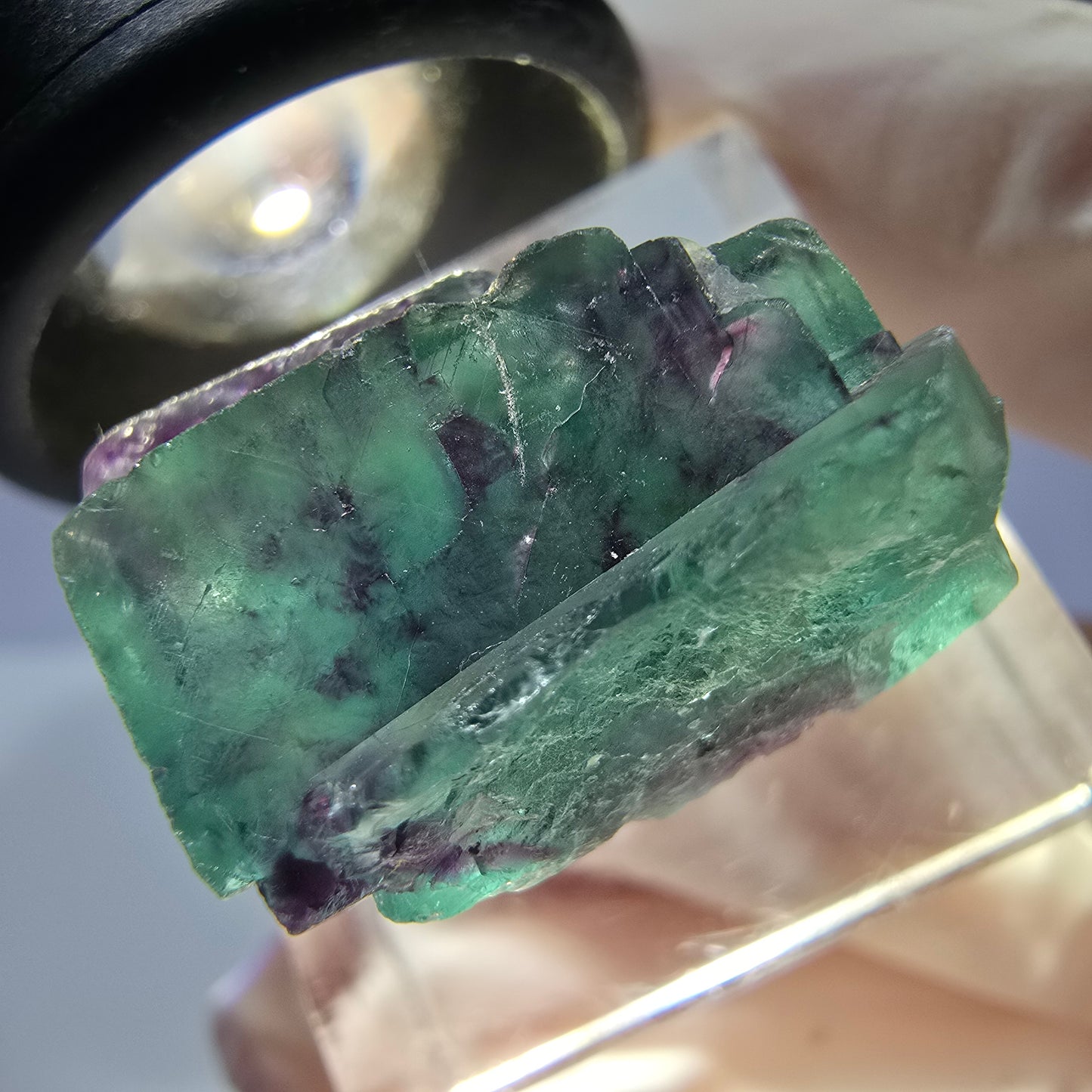 Seltene Phantom Fluorit Würfel Stufe, grün lila Okorusu, Namibia 22*18*15mm
