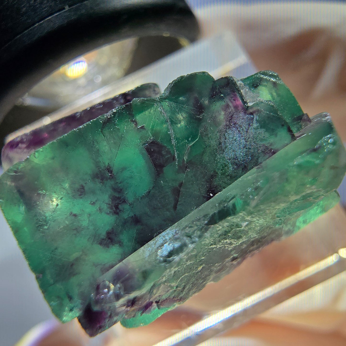 Seltene Phantom Fluorit Würfel Stufe, grün lila Okorusu, Namibia 22*18*15mm