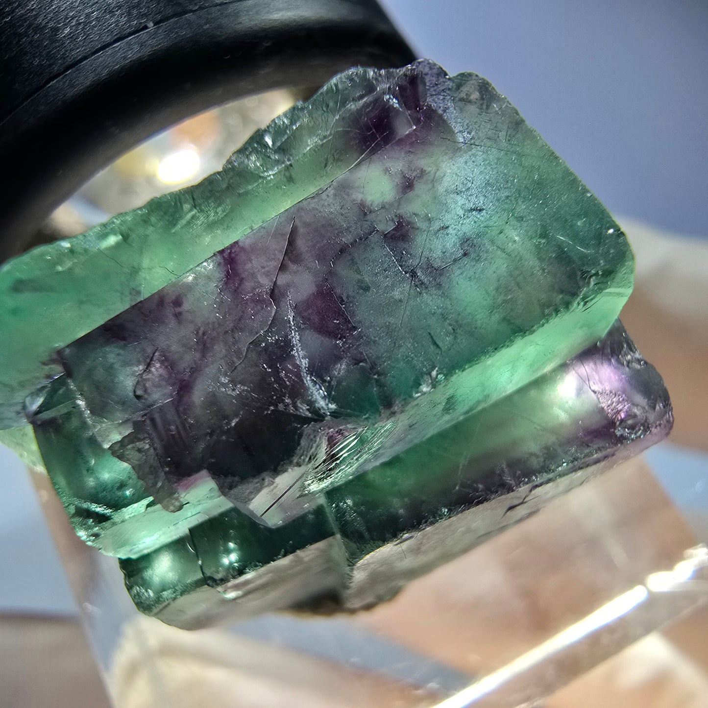 Seltene Phantom Fluorit Würfel Stufe, grün lila Okorusu, Namibia 22*18*15mm