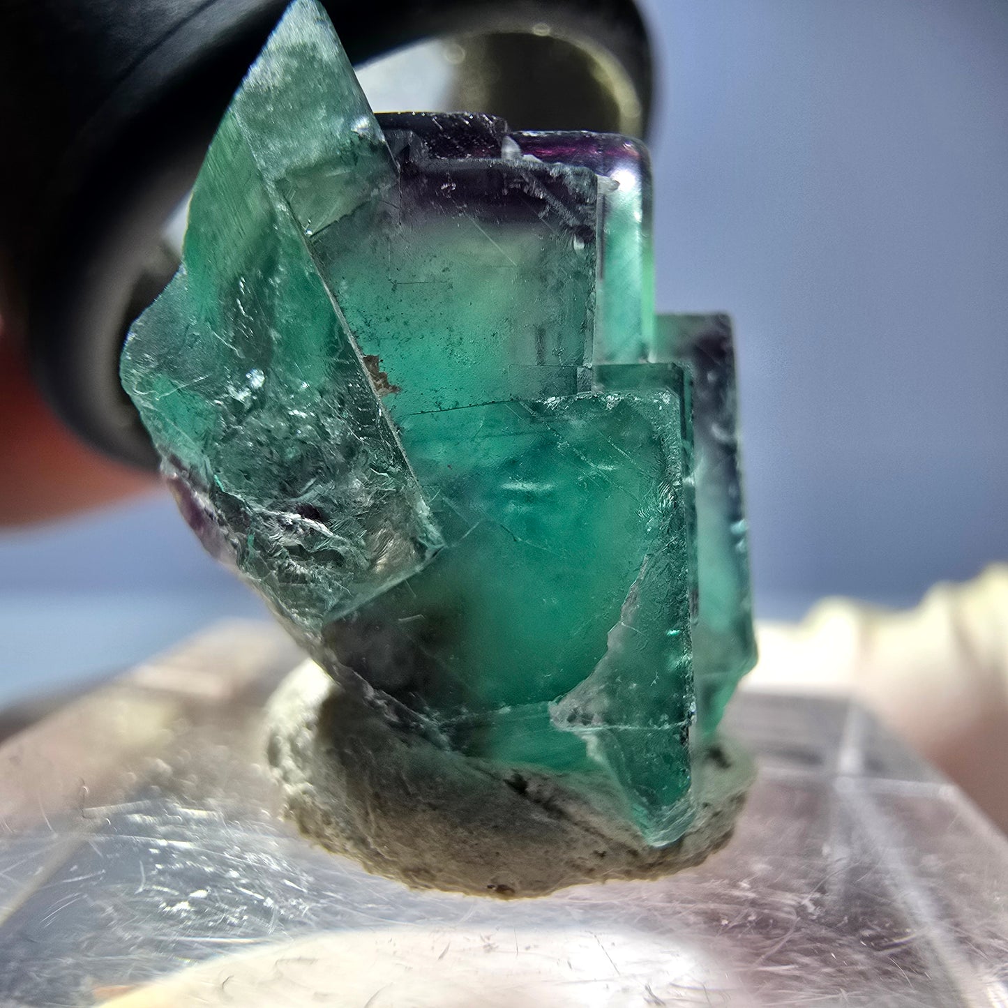 Seltene Phantom Fluorit Würfel Stufe, grün lila Okorusu, Namibia 22*18*15mm