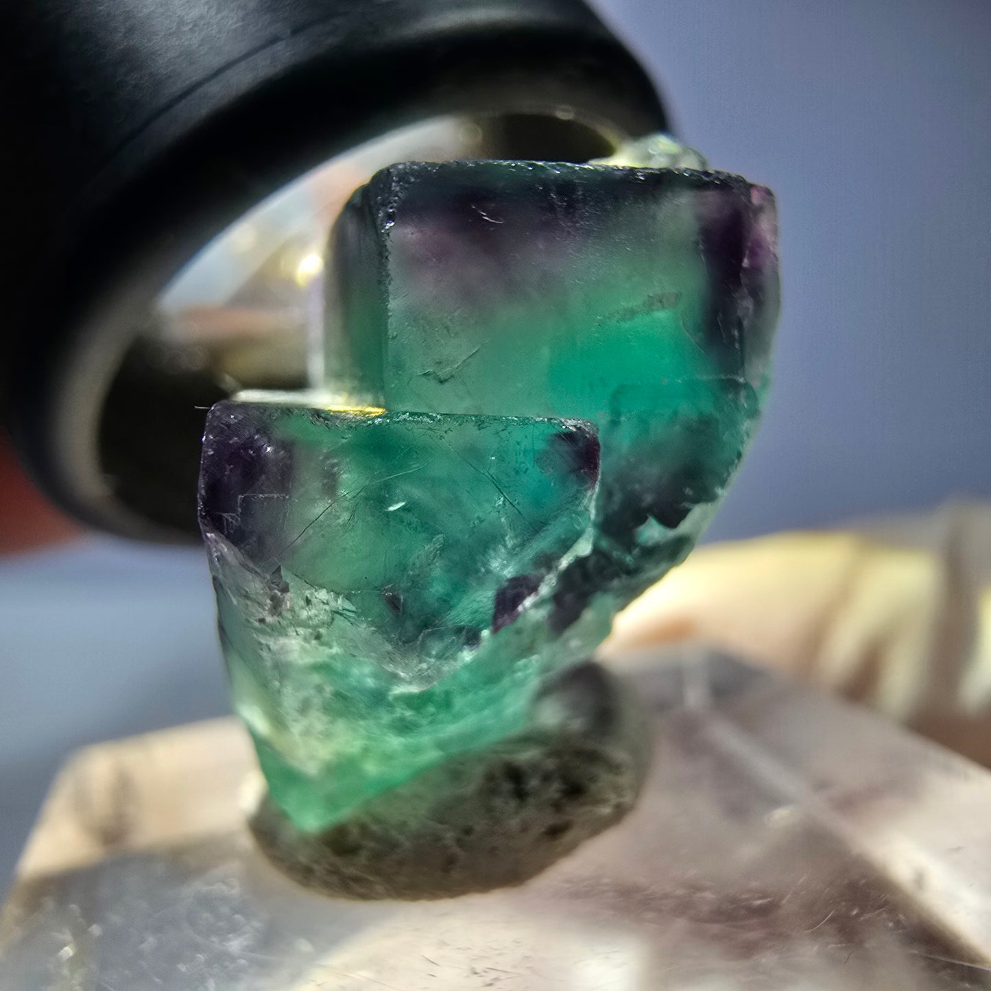 Seltene Phantom Fluorit Würfel Stufe, grün lila Okorusu, Namibia 22*18*15mm
