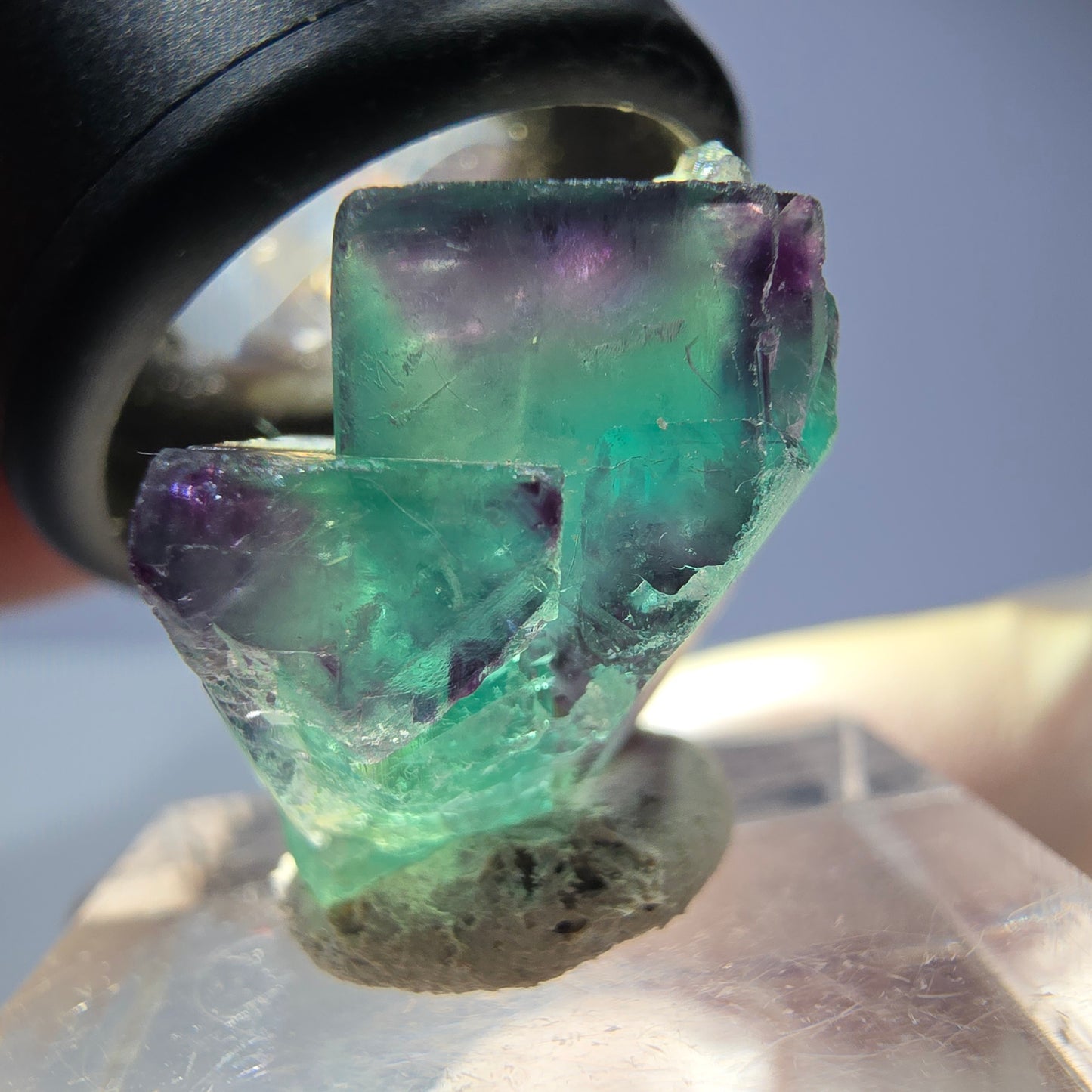 Seltene Phantom Fluorit Würfel Stufe, grün lila Okorusu, Namibia 22*18*15mm